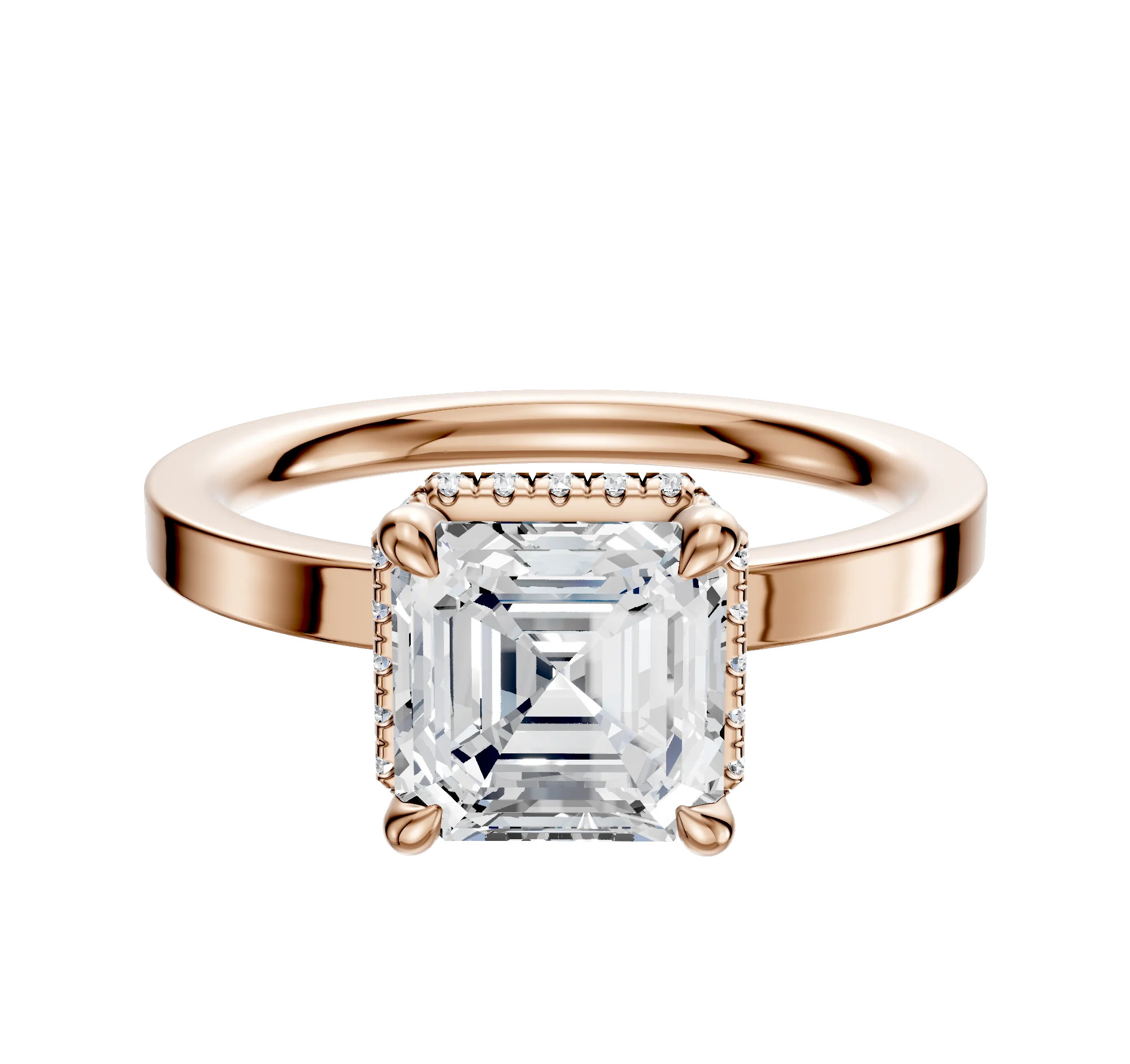 18K Rose Gold 4 Prong Collar Classic Flat 2.0mm Engagement Ring