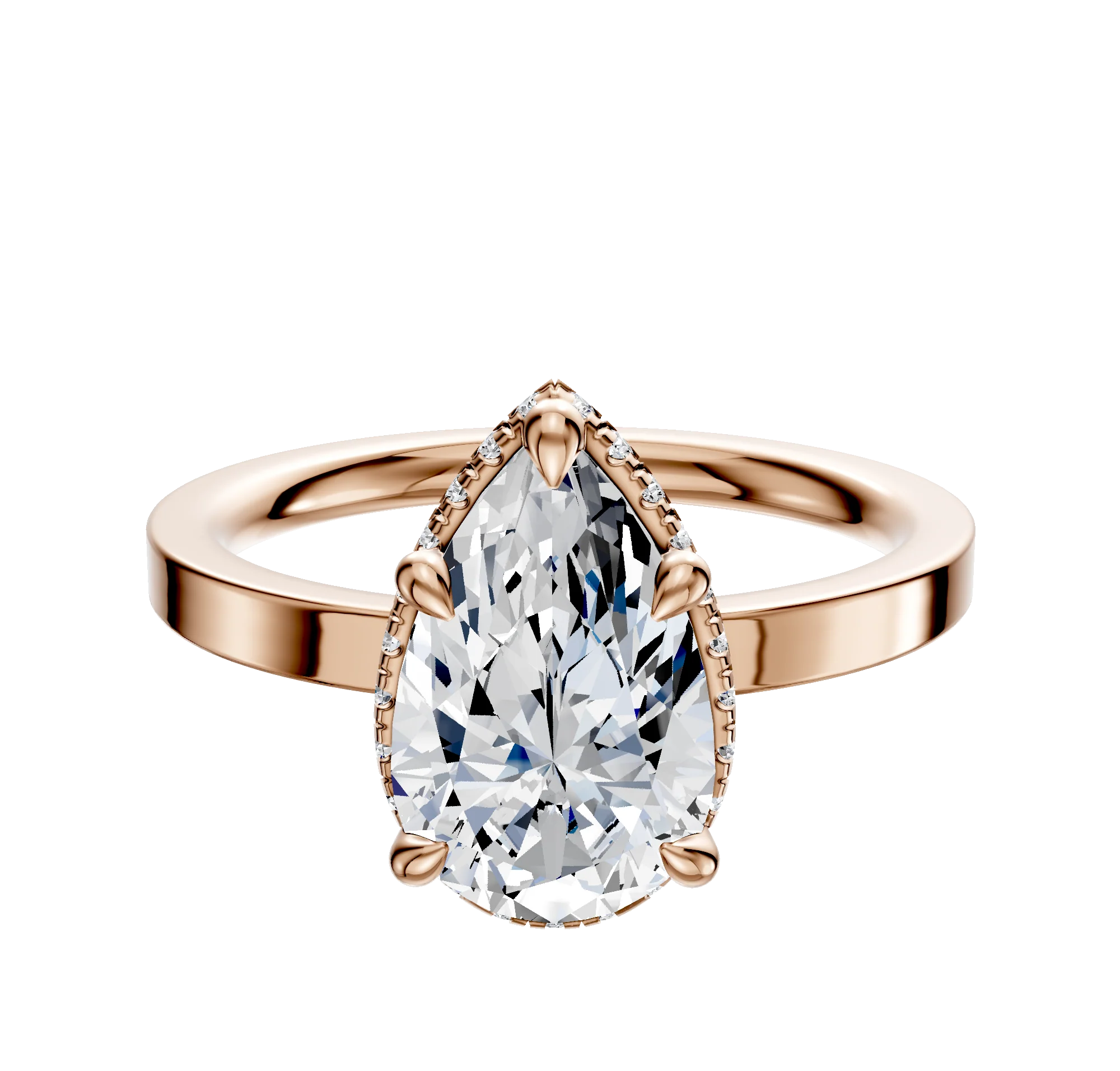 18K Rose Gold 4 Prong Collar Classic Flat 2.0mm Engagement Ring
