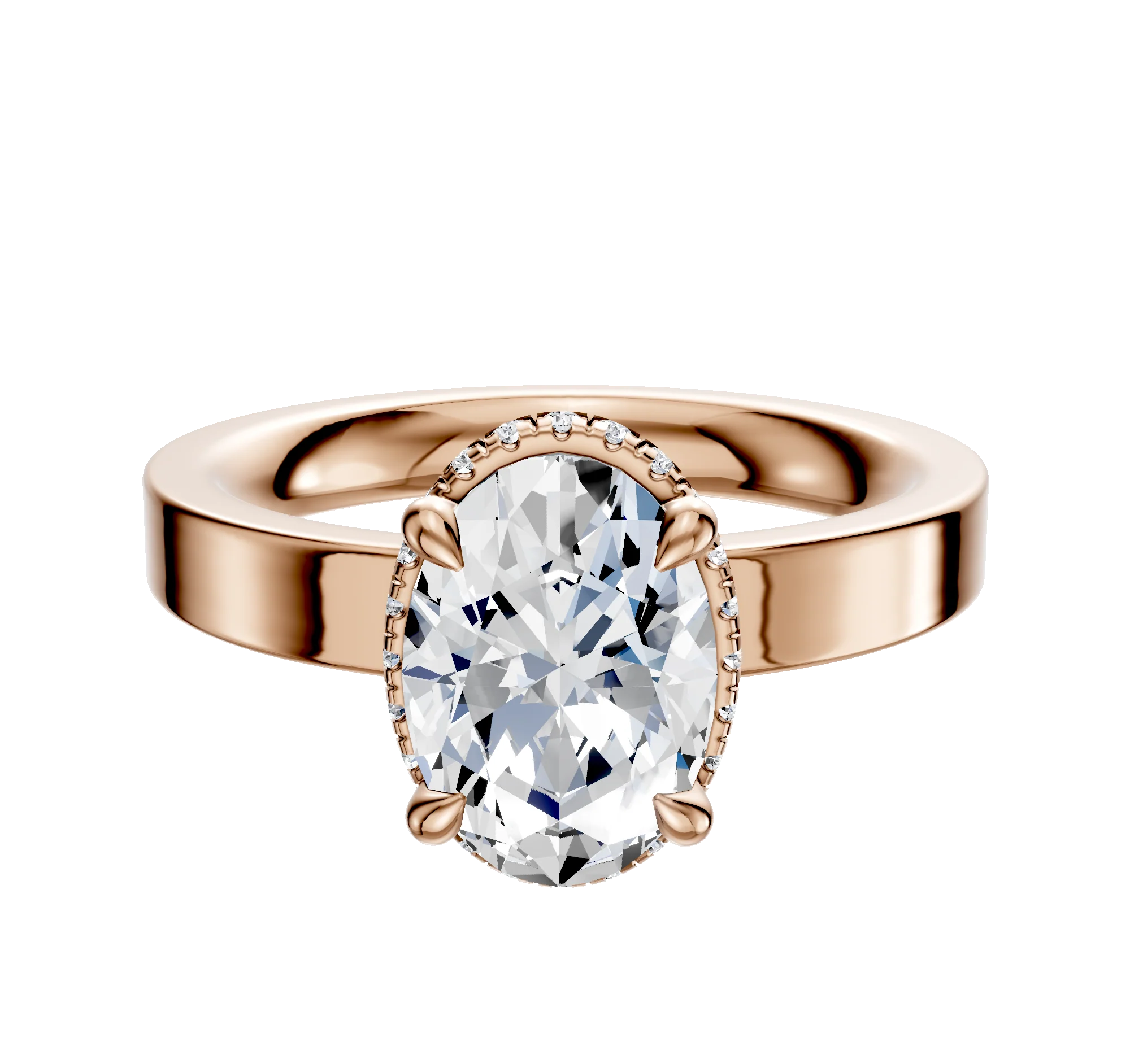 18K Rose Gold 4 Prong Collar Classic Flat 3.0mm Engagement Ring