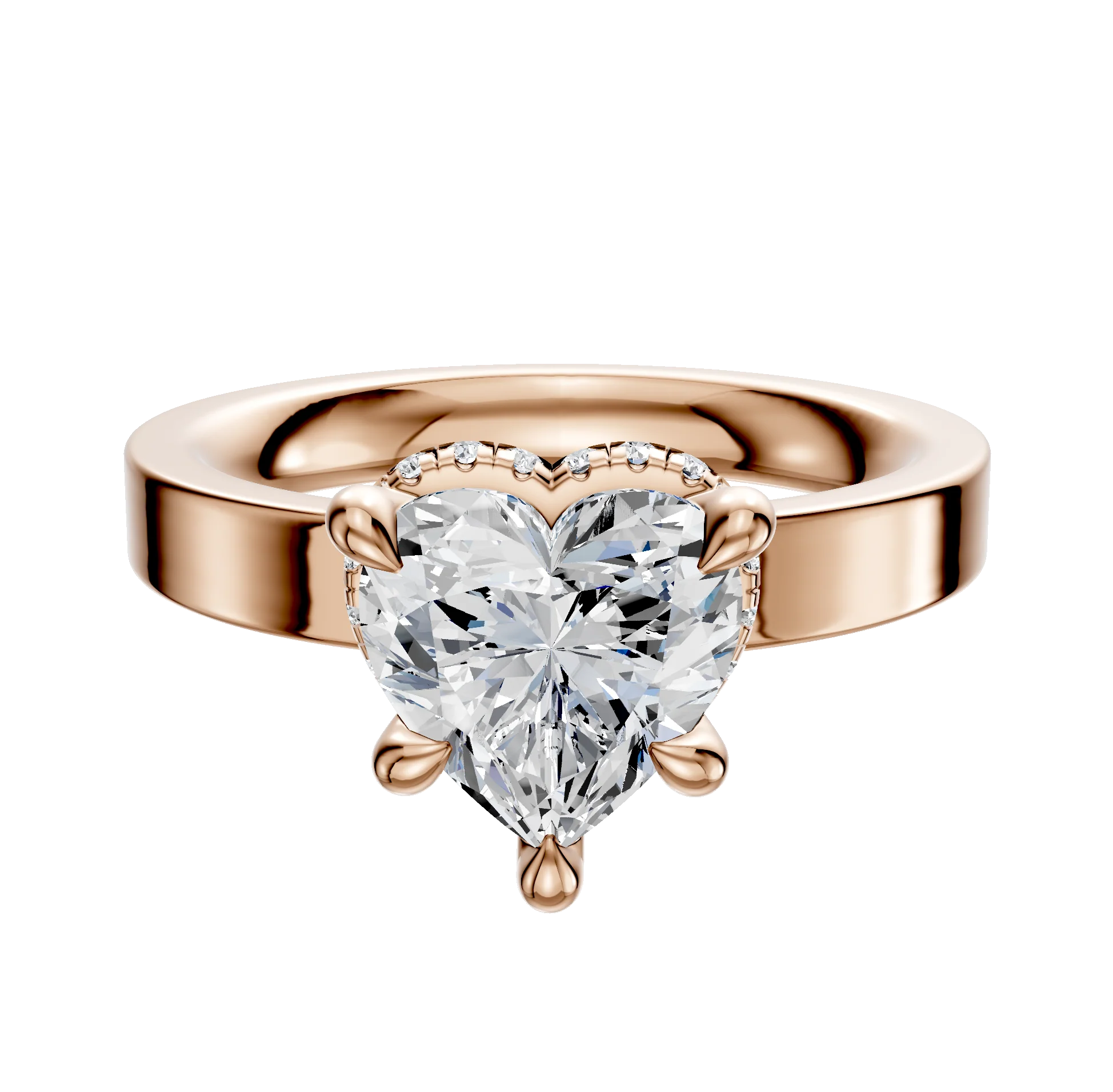 18K Rose Gold 4 Prong Collar Classic Flat 3.0mm Engagement Ring