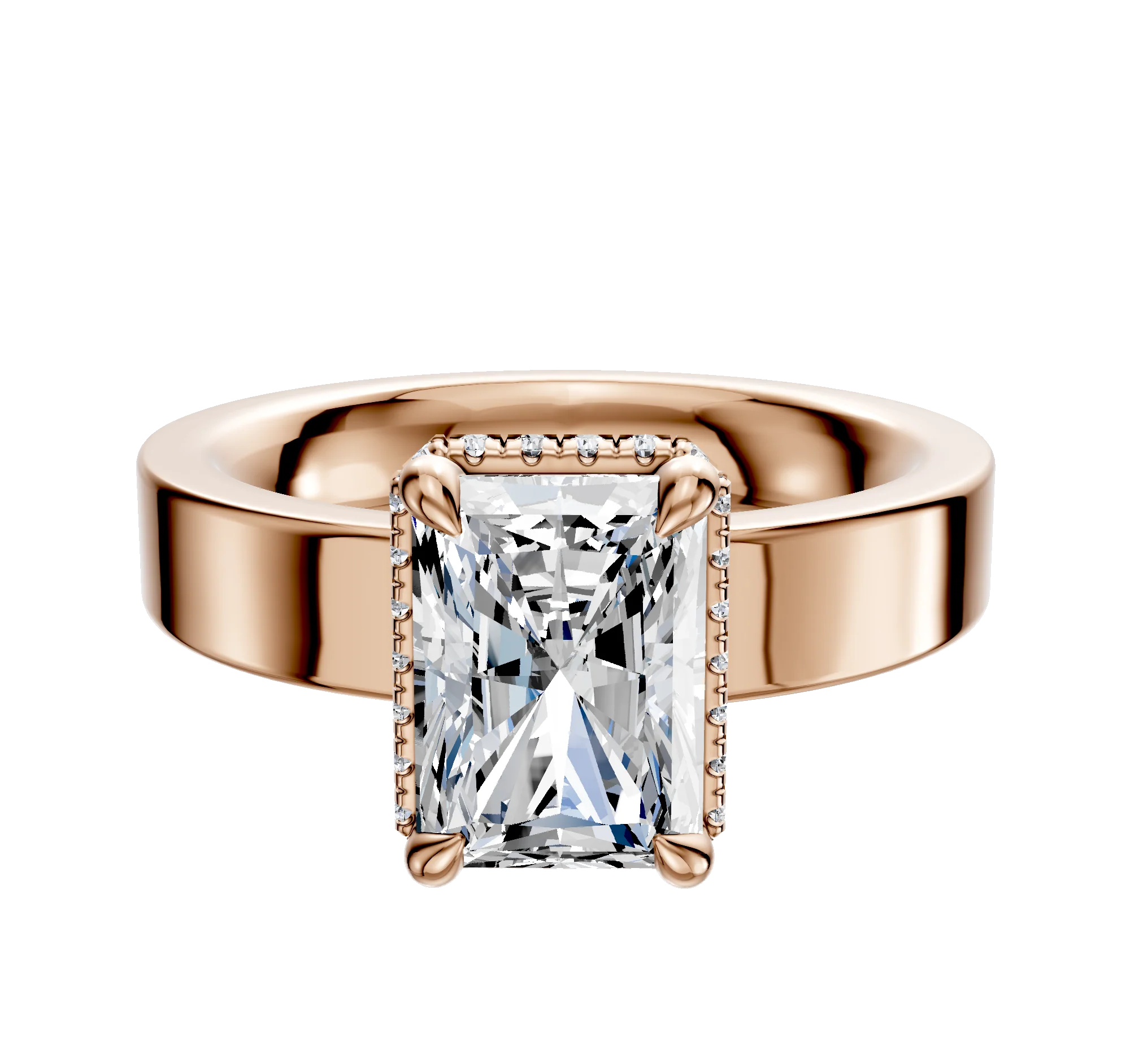18K Rose Gold 4 Prong Collar Classic Flat 4.0mm Engagement Ring