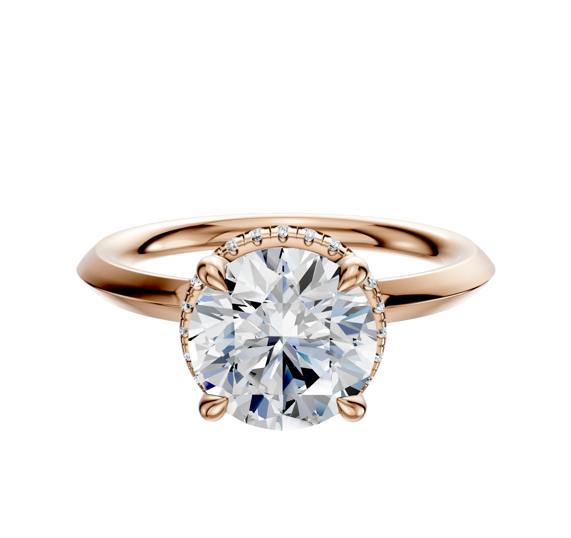 18K Rose Gold 4 Prong Collar Classic Knife Edge 2.0mm Engagement Ring