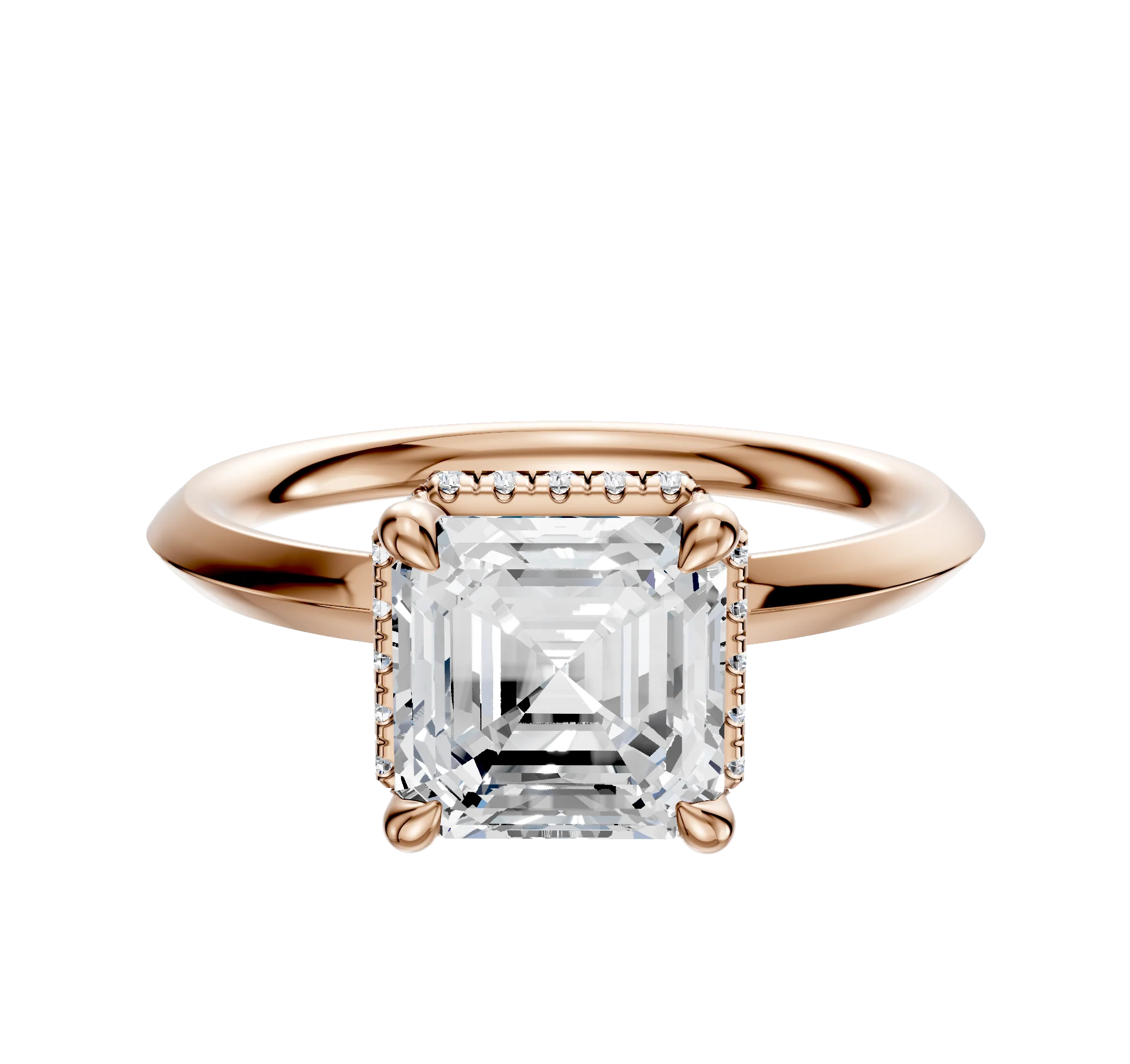 18K Rose Gold 4 Prong Collar Classic Knife Edge 2.0mm Engagement Ring
