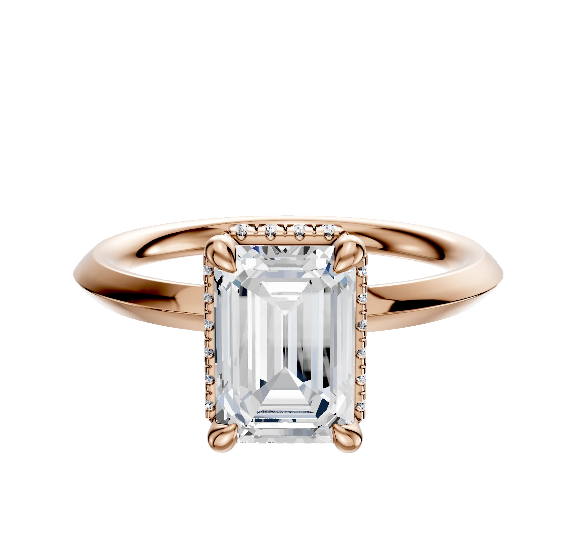 18K Rose Gold 4 Prong Collar Classic Knife Edge 2.0mm Engagement Ring