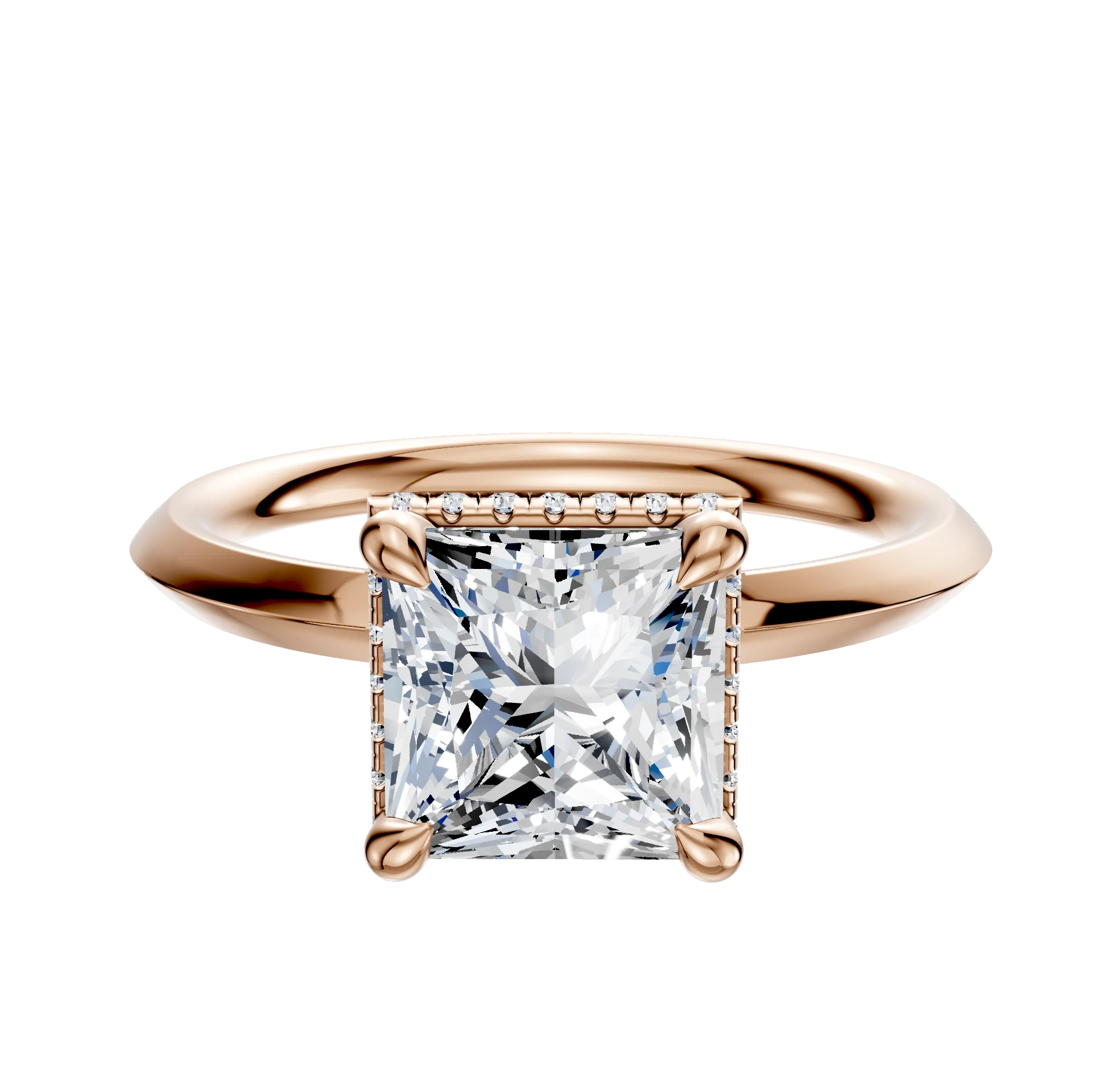 18K Rose Gold 4 Prong Collar Classic Knife Edge 2.0mm Engagement Ring