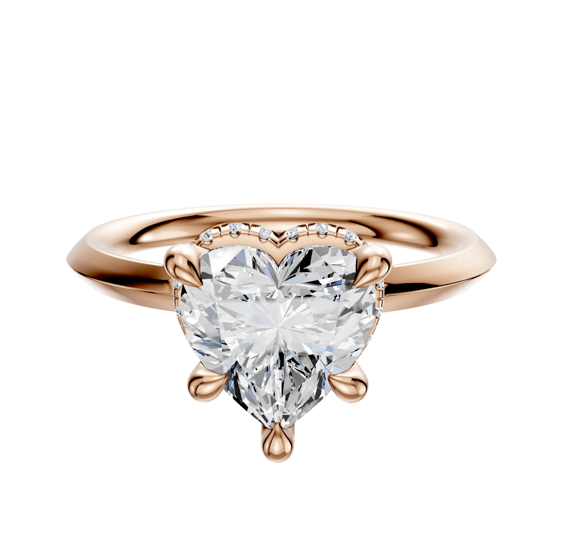 18K Rose Gold 4 Prong Collar Classic Knife Edge 2.0mm Engagement Ring