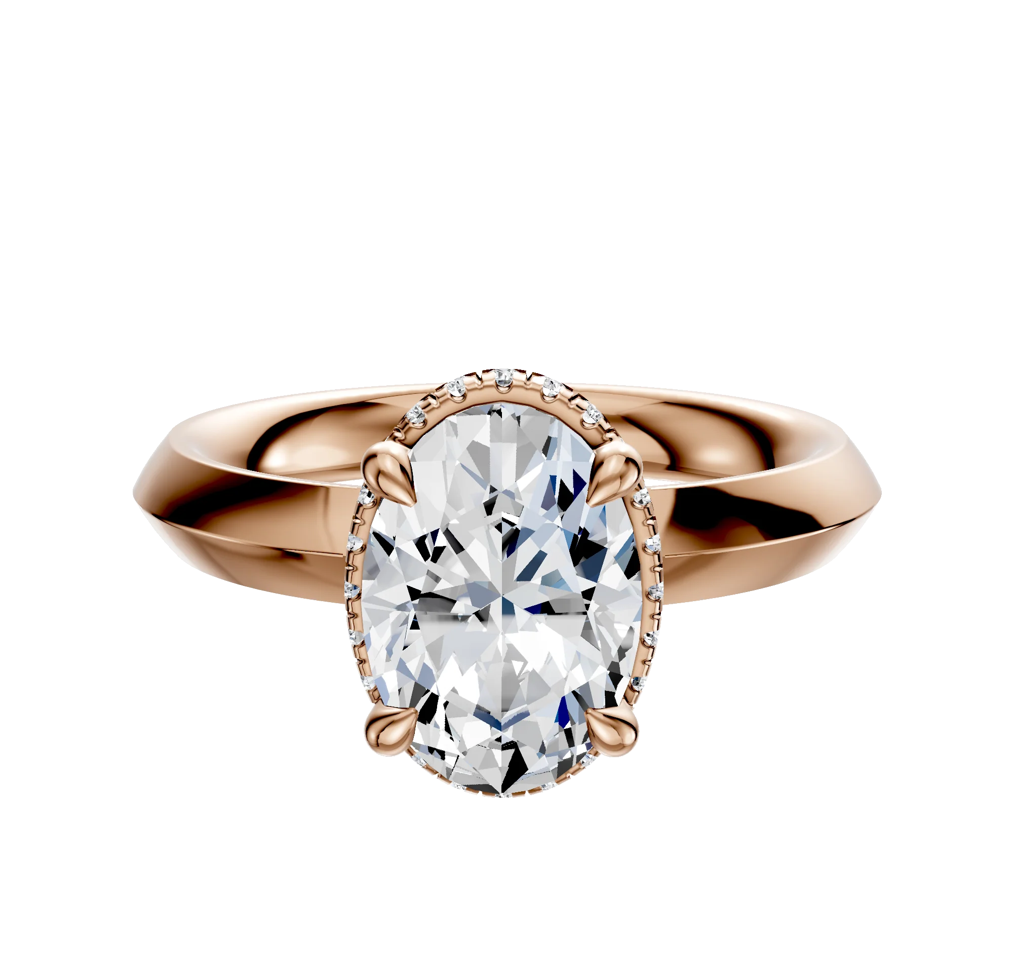 18K Rose Gold 4 Prong Collar Classic Knife Edge 3.0mm Engagement Ring
