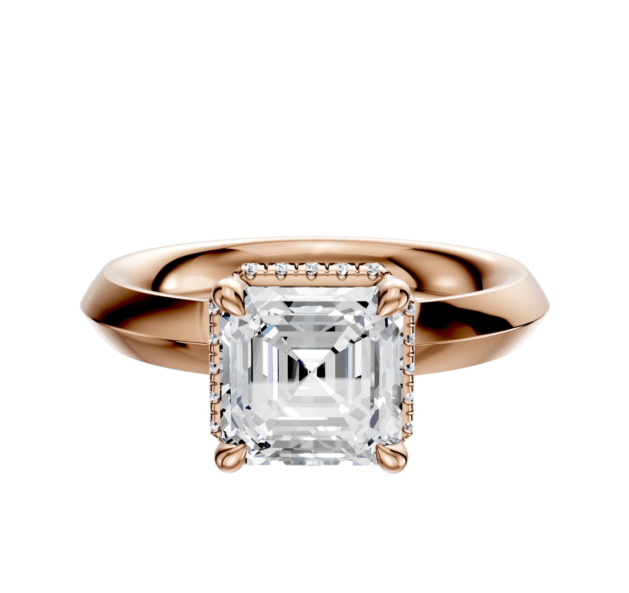 18K Rose Gold 4 Prong Collar Classic Knife Edge 3.0mm Engagement Ring