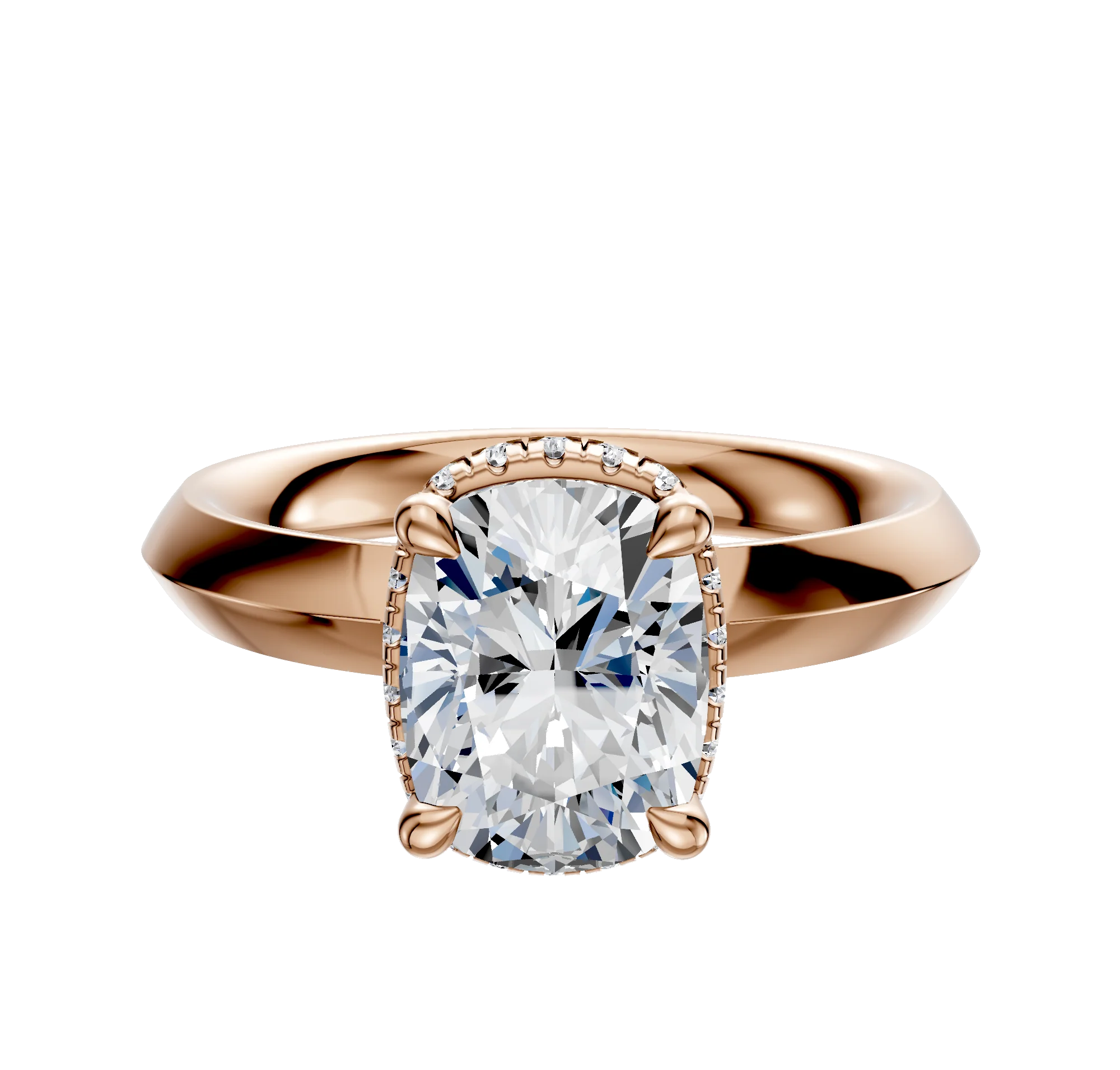 18K Rose Gold 4 Prong Collar Classic Knife Edge 3.0mm Engagement Ring