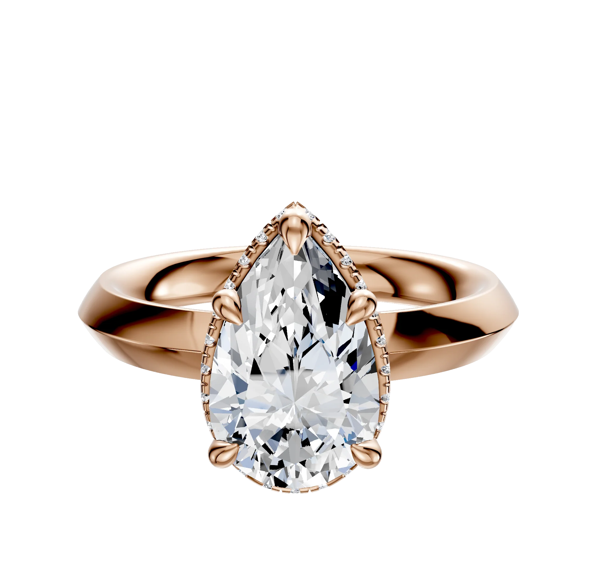 18K Rose Gold 4 Prong Collar Classic Knife Edge 3.0mm Engagement Ring