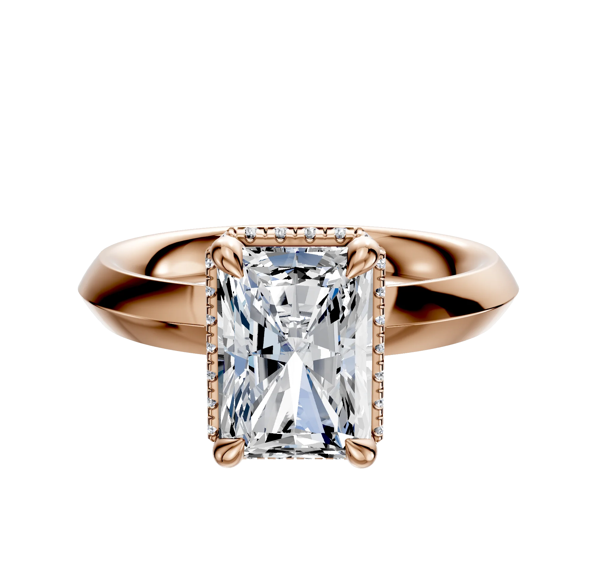 18K Rose Gold 4 Prong Collar Classic Knife Edge 3.0mm Engagement Ring