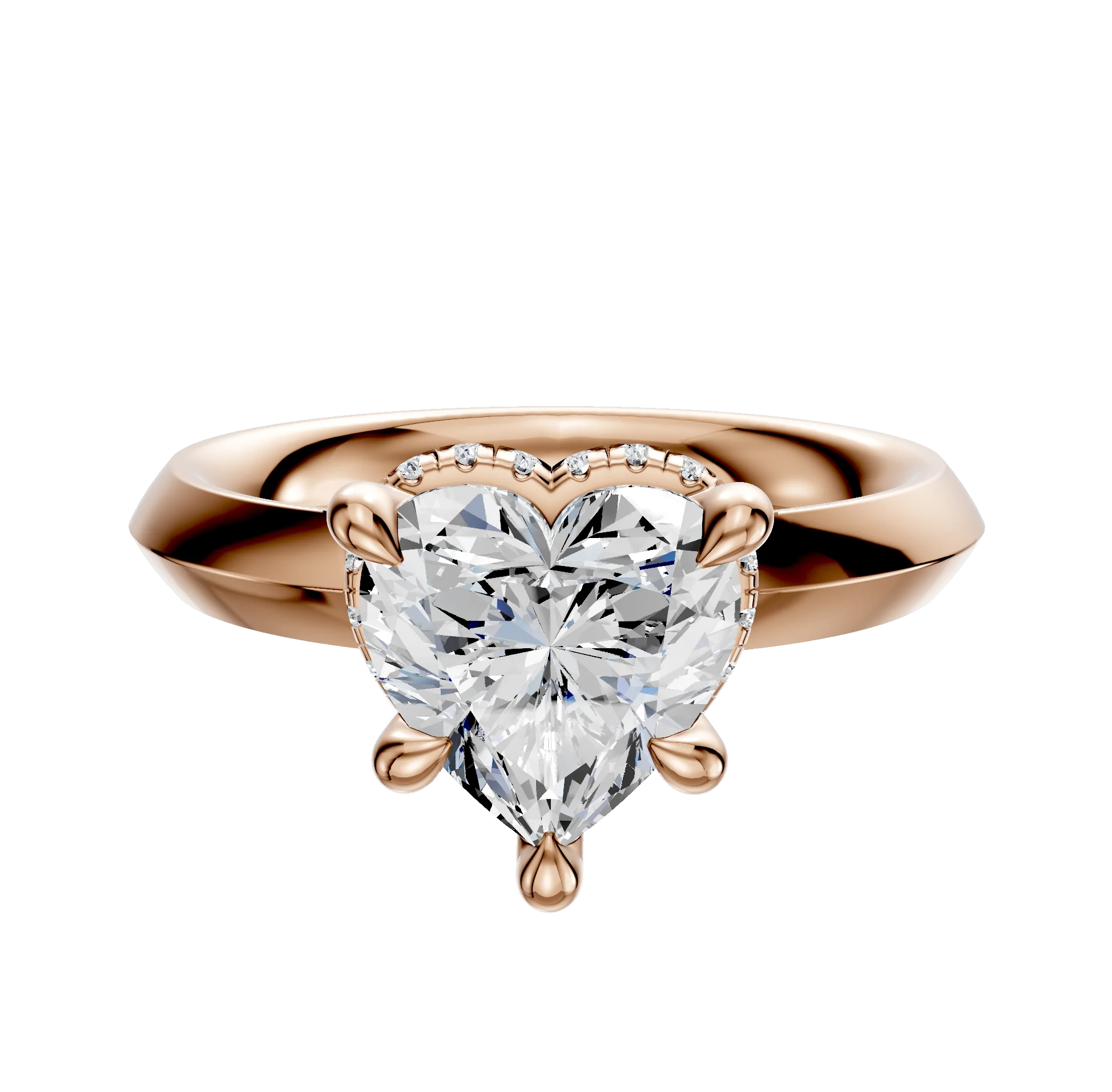 18K Rose Gold 4 Prong Collar Classic Knife Edge 3.0mm Engagement Ring