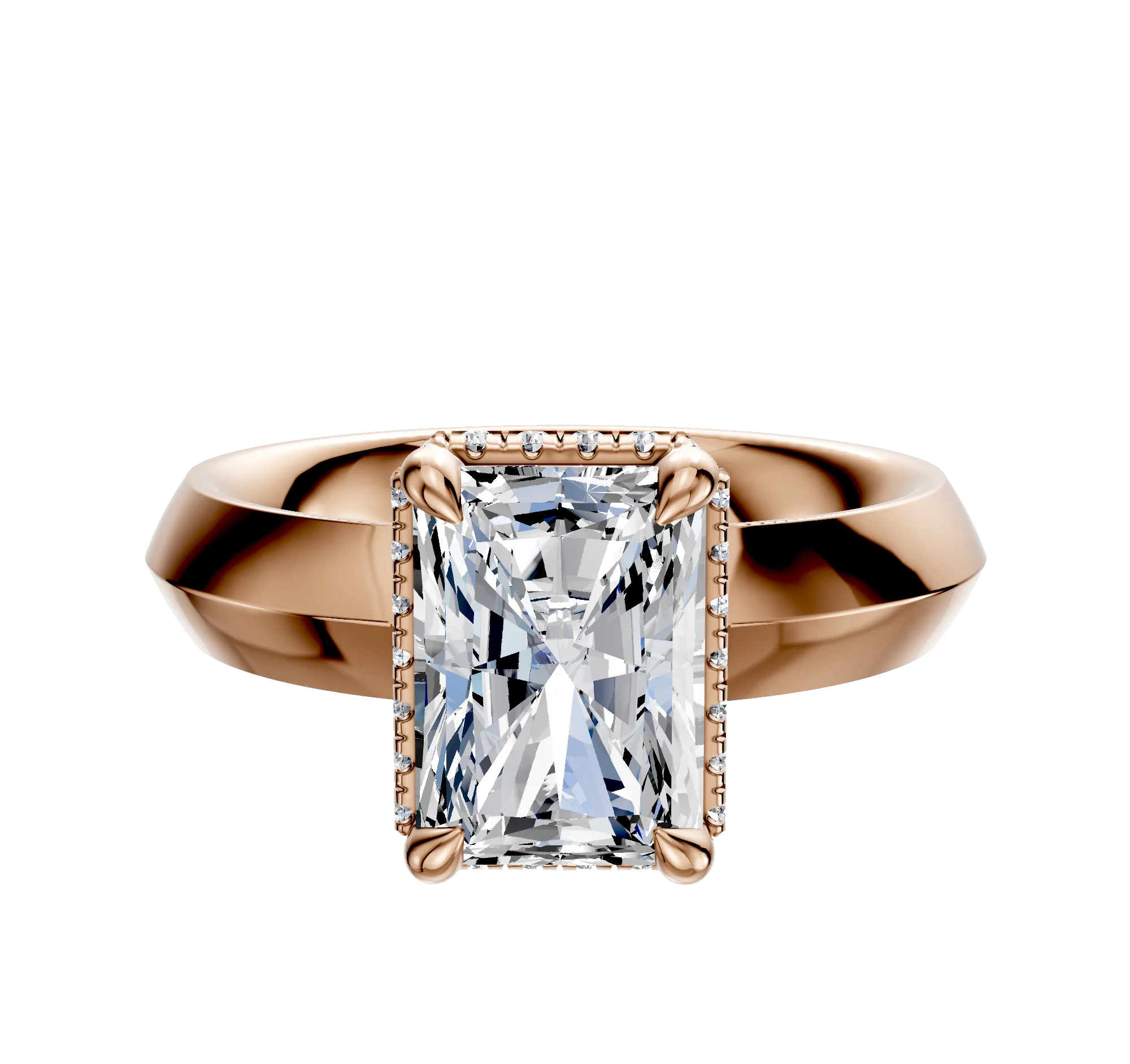 18K Rose Gold 4 Prong Collar Classic Knife Edge 4.0mm Engagement Ring