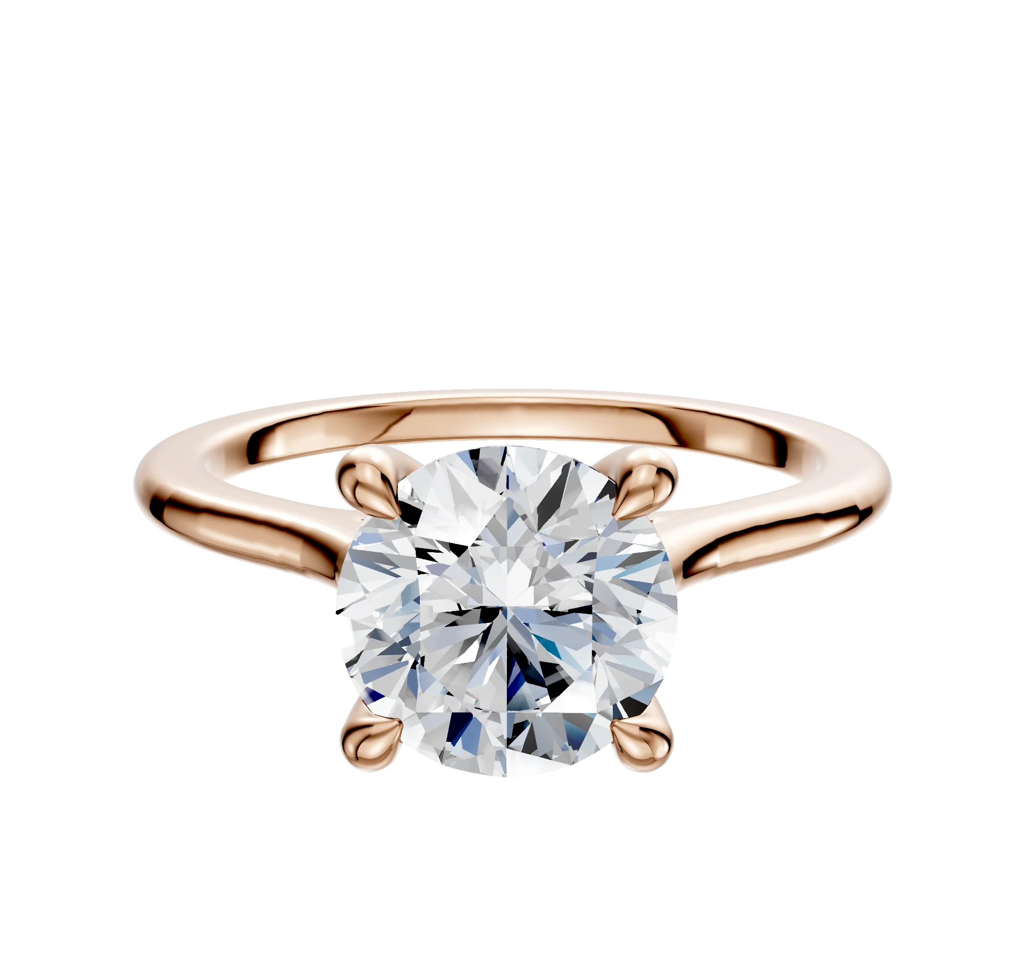 18K Rose Gold 4 Prong Hidden Halo Cathedral Dome 1.5mm Engagement Ring