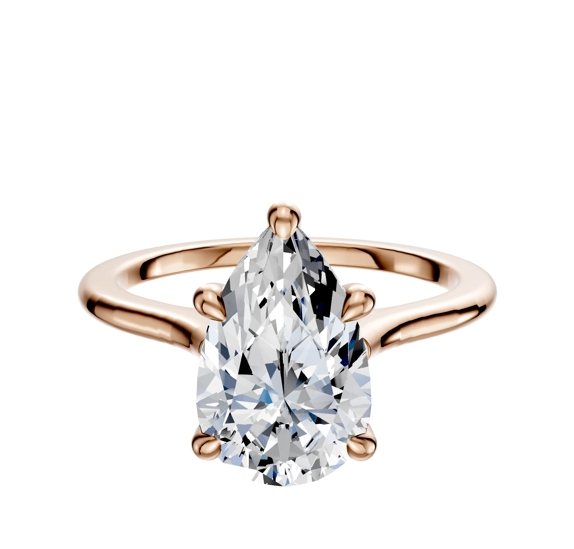 18K Rose Gold 4 Prong Hidden Halo Cathedral Dome 1.5mm Engagement Ring