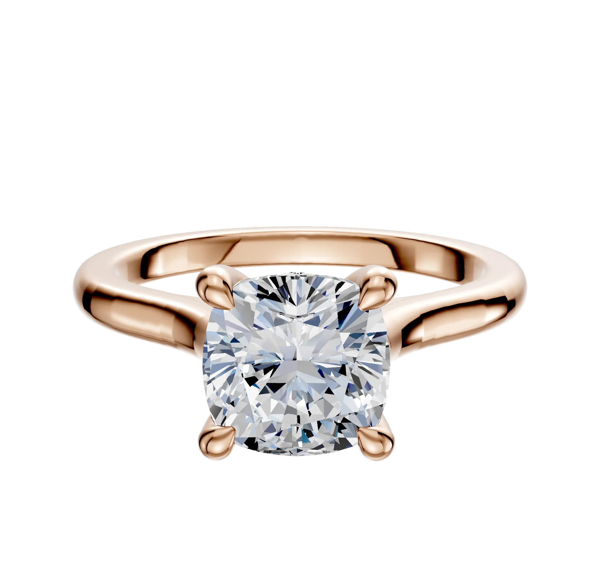 18K Rose Gold 4 Prong Hidden Halo Cathedral Dome 2.0mm Engagement Ring
