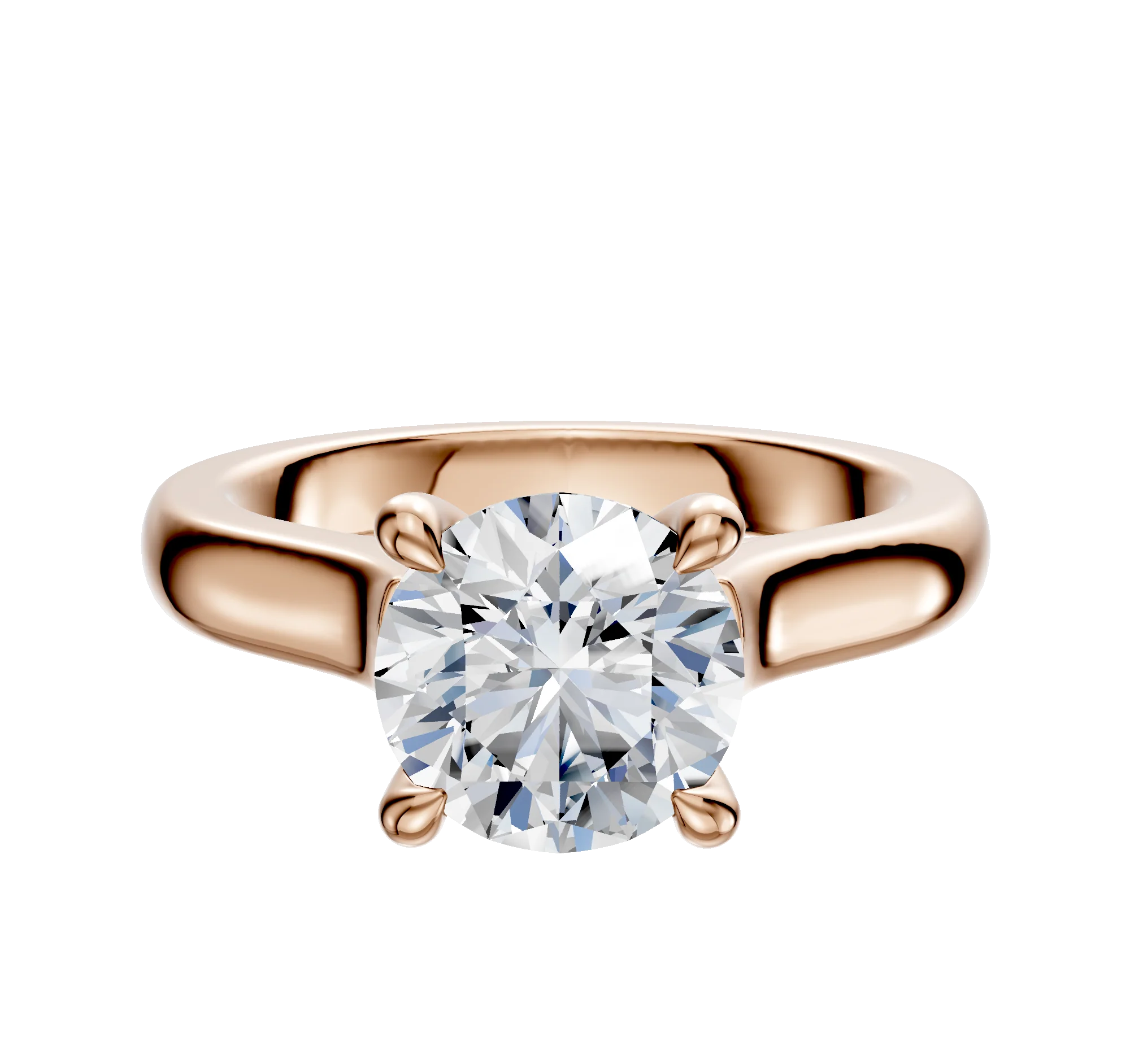 18K Rose Gold 4 Prong Hidden Halo Cathedral Dome 3.0mm Engagement Ring