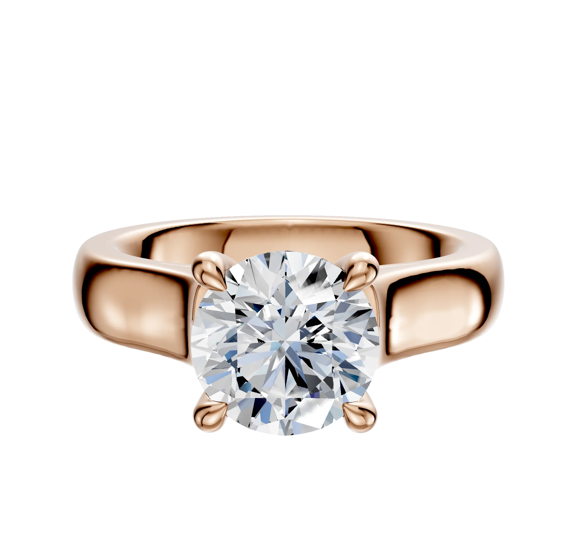 18K Rose Gold 4 Prong Hidden Halo Cathedral Dome 4.0mm Engagement Ring