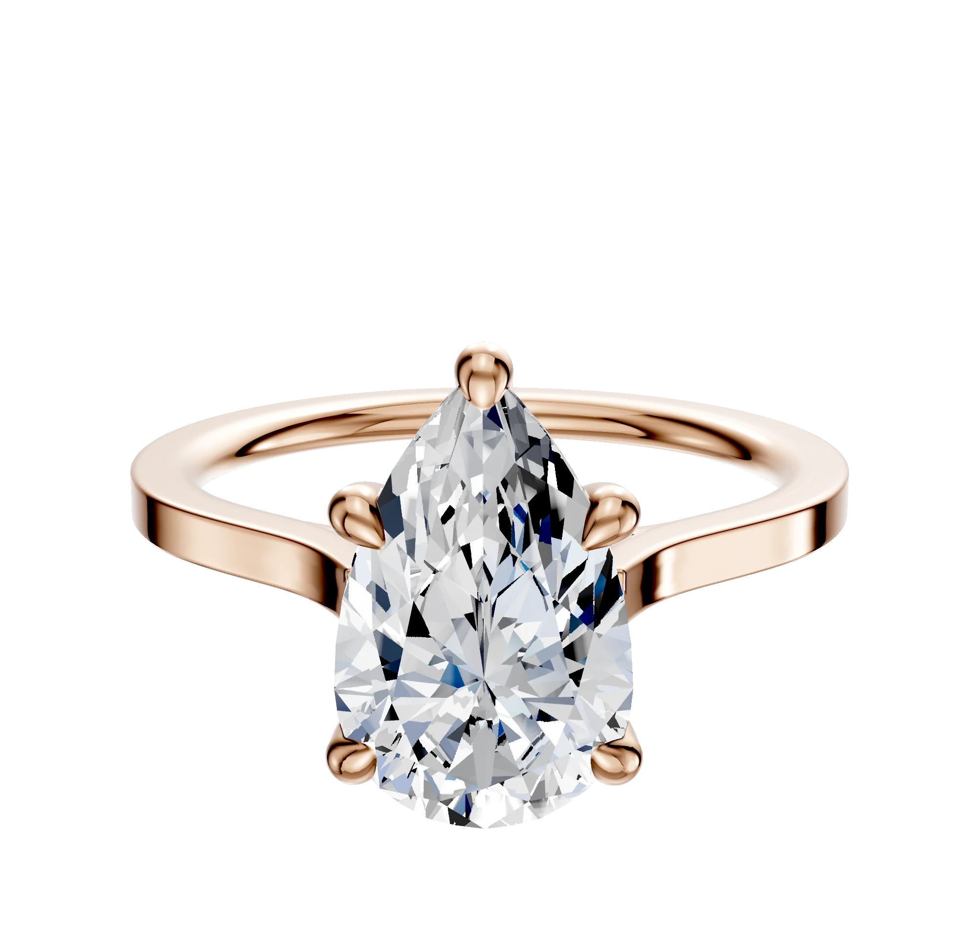 18K Rose Gold 4 Prong Hidden Halo Cathedral Flat 1.5mm Engagement Ring