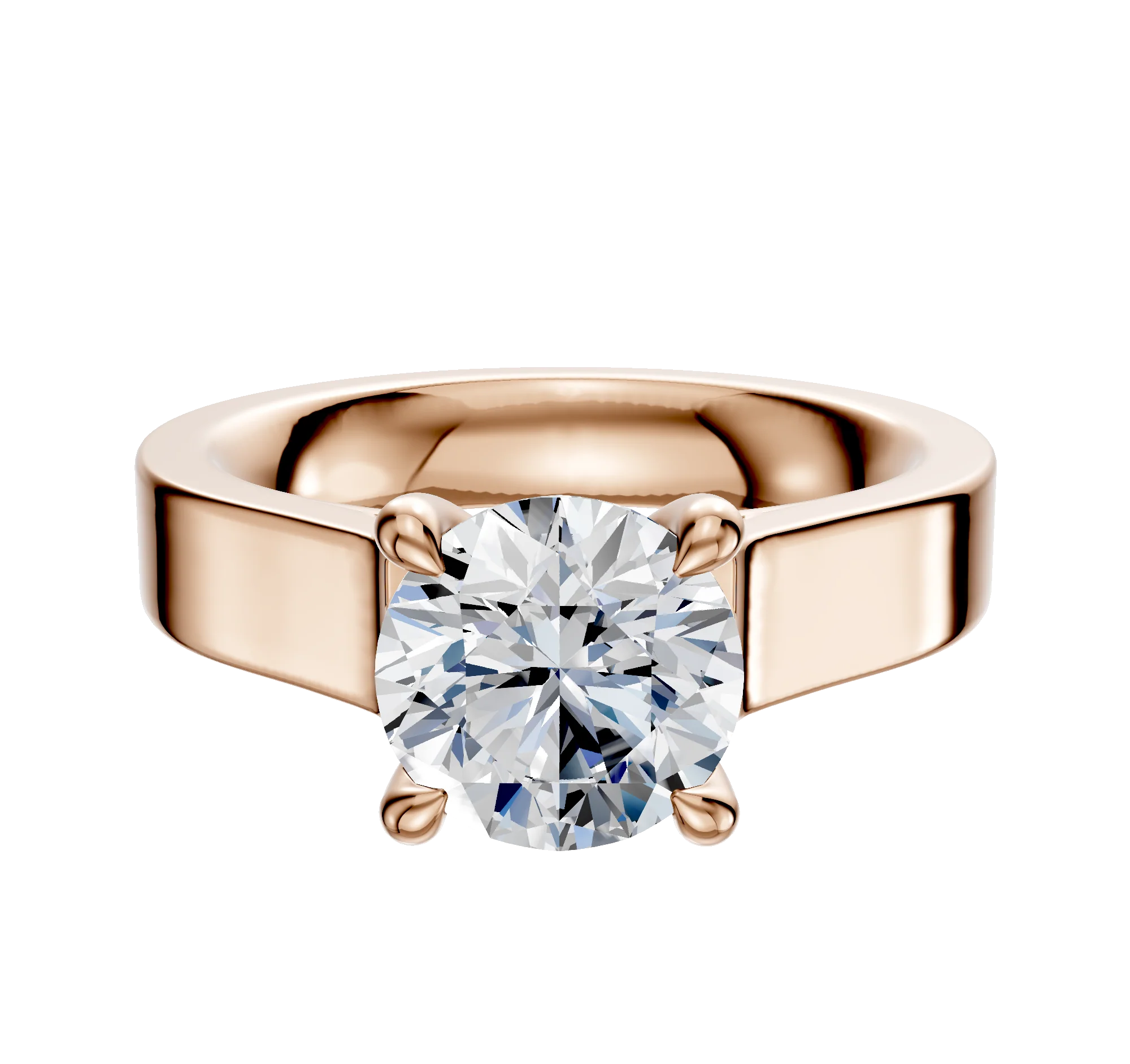 18K Rose Gold 4 Prong Hidden Halo Cathedral Flat 4.0mm Engagement Ring