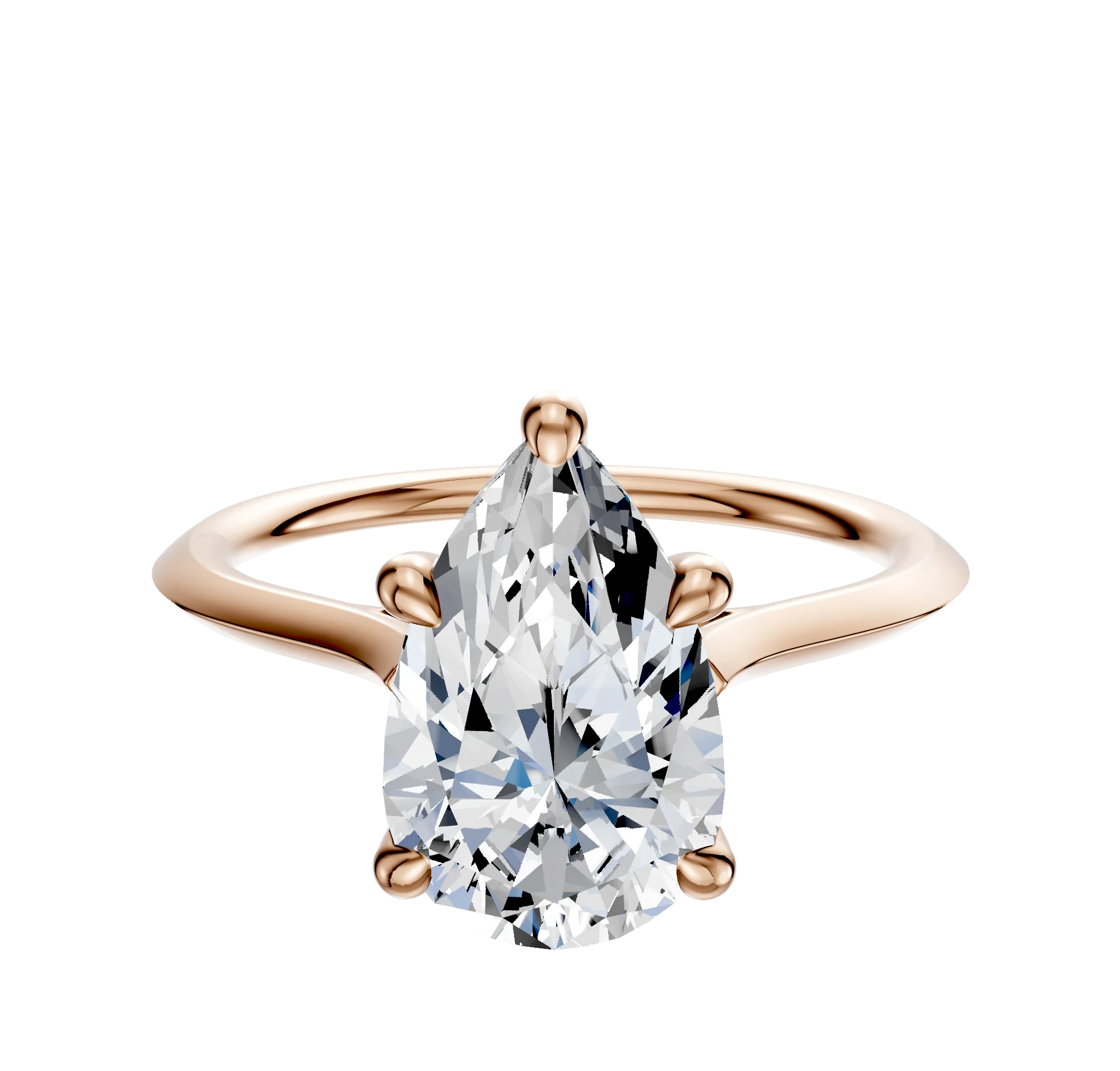 18K Rose Gold 4 Prong Hidden Halo Cathedral Knife Edge 1.5mm Engagement Ring