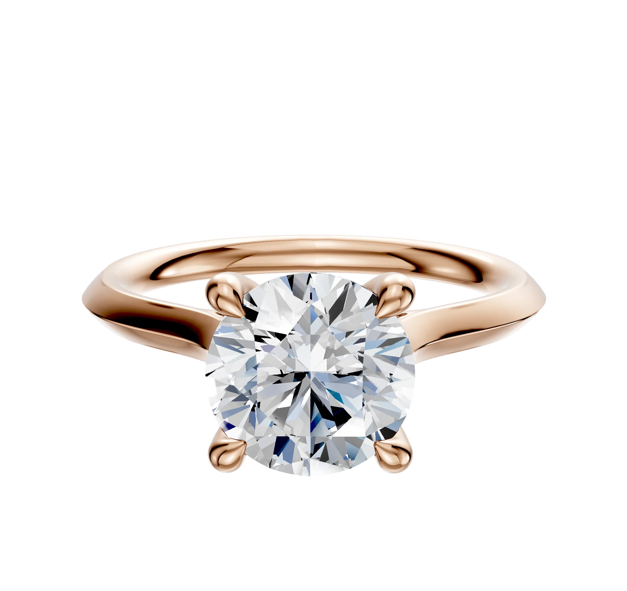18K Rose Gold 4 Prong Hidden Halo Cathedral Knife Edge 2.0mm Engagement Ring