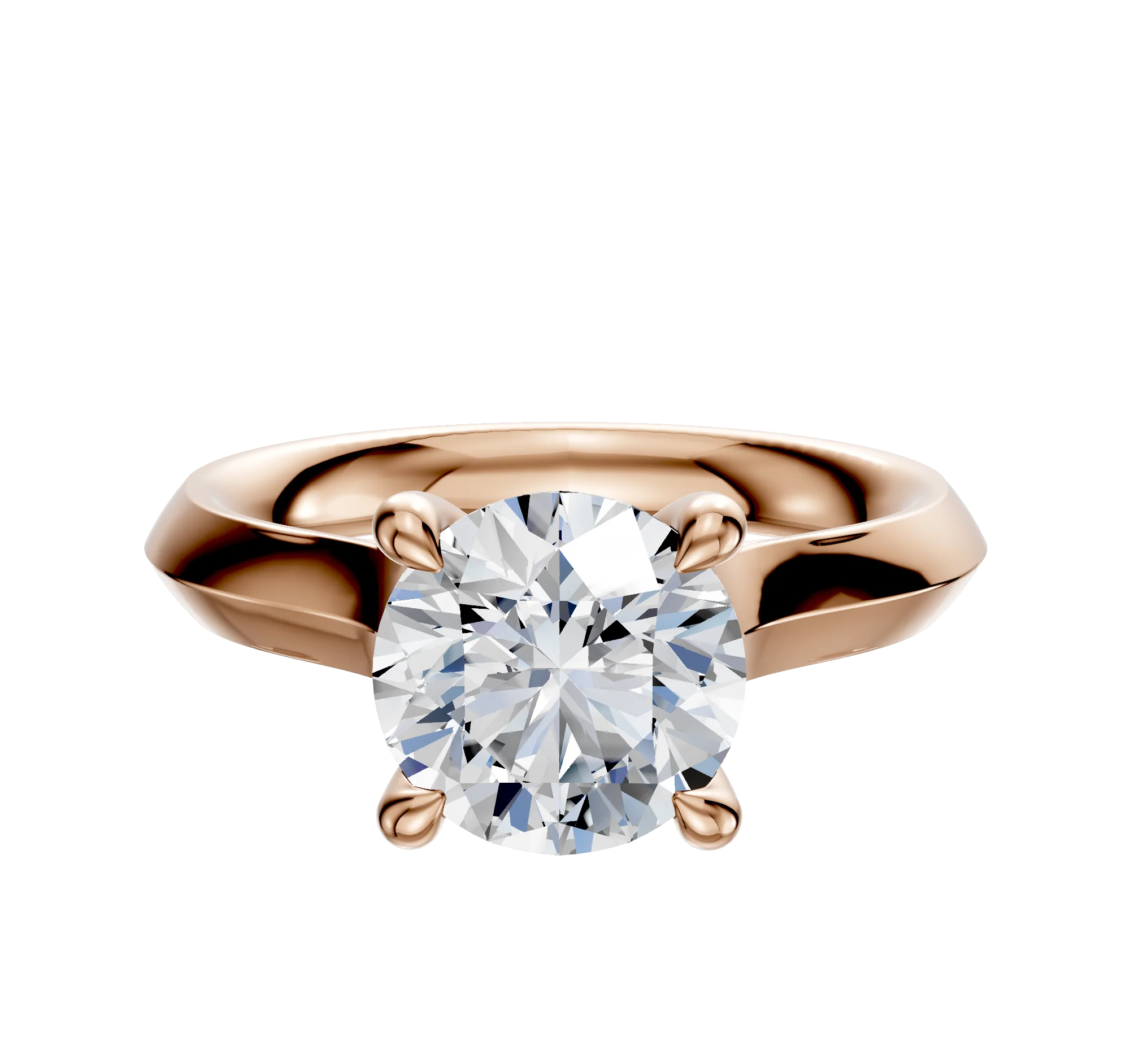 18K Rose Gold 4 Prong Hidden Halo Cathedral Knife Edge 3.0mm Engagement Ring