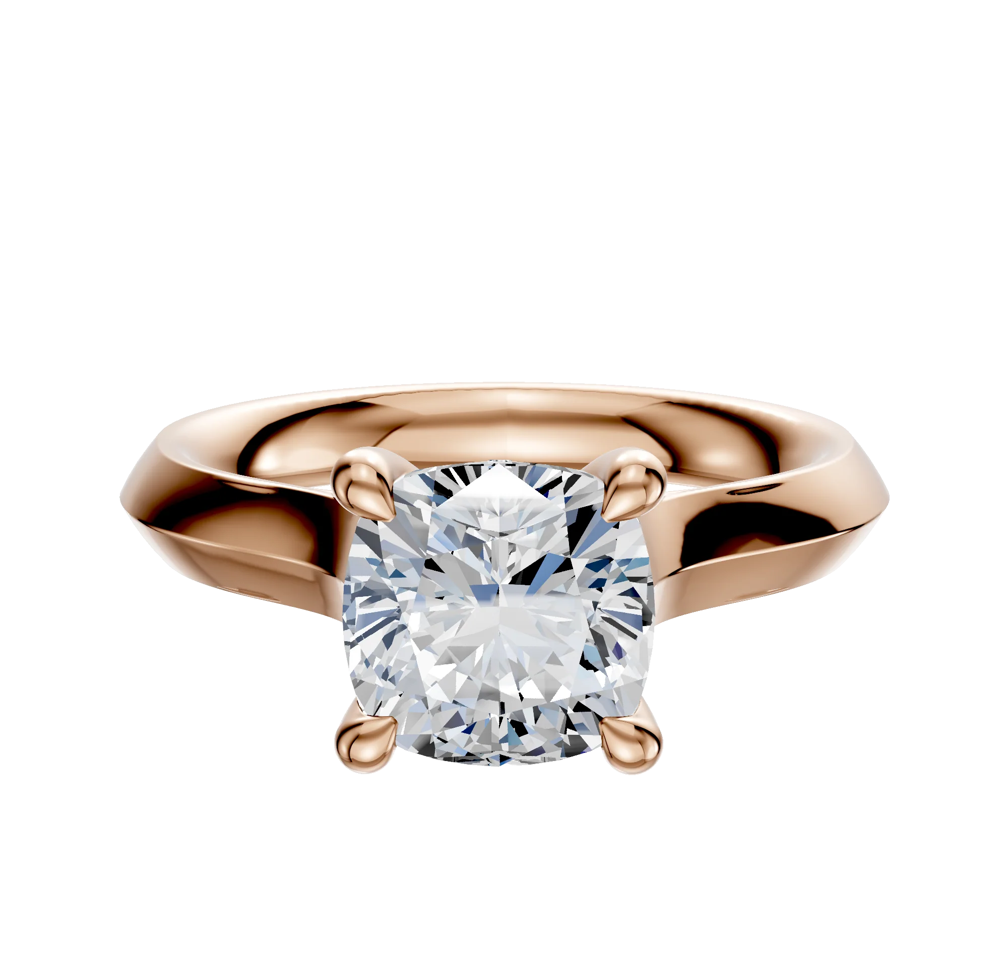 18K Rose Gold 4 Prong Hidden Halo Cathedral Knife Edge 3.0mm Engagement Ring
