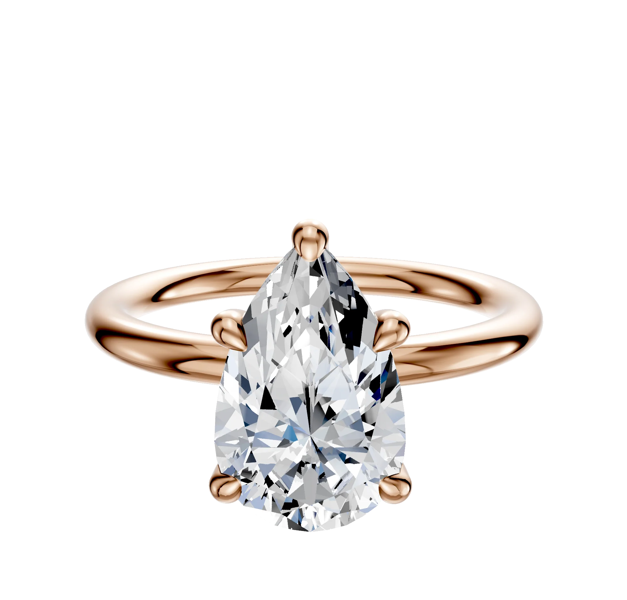 18K Rose Gold 4 Prong Hidden Halo Classic Dome 2.0mm Engagement Ring