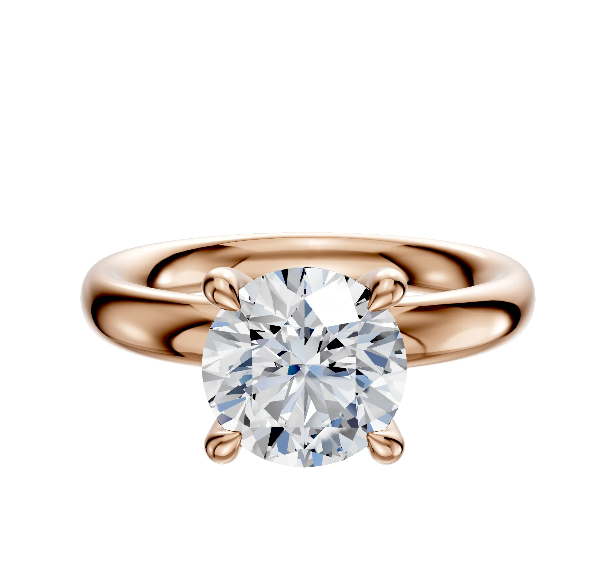 18K Rose Gold 4 Prong Hidden Halo Classic Dome 3.0mm Engagement Ring