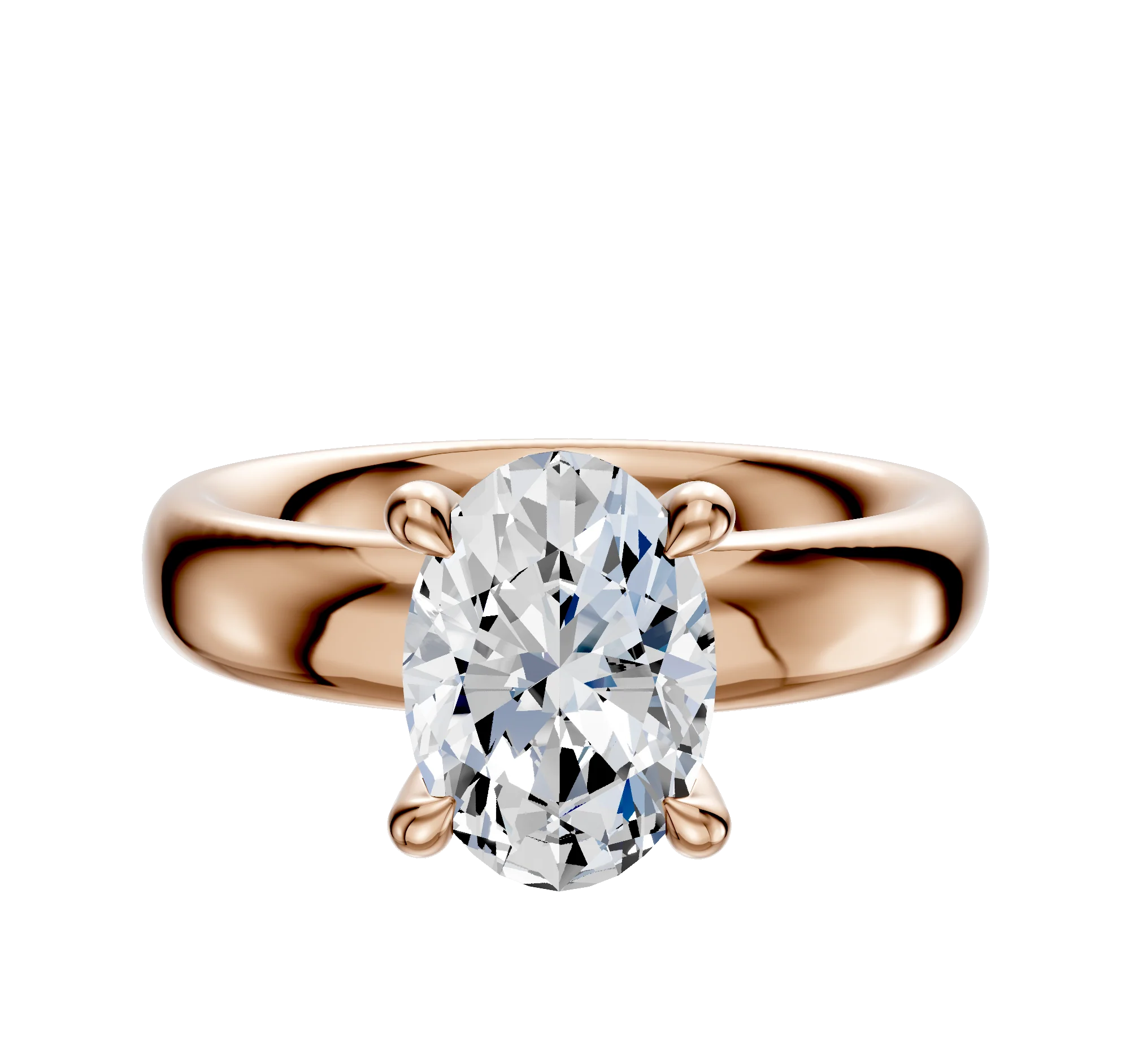 18K Rose Gold 4 Prong Hidden Halo Classic Dome 4.0mm Engagement Ring