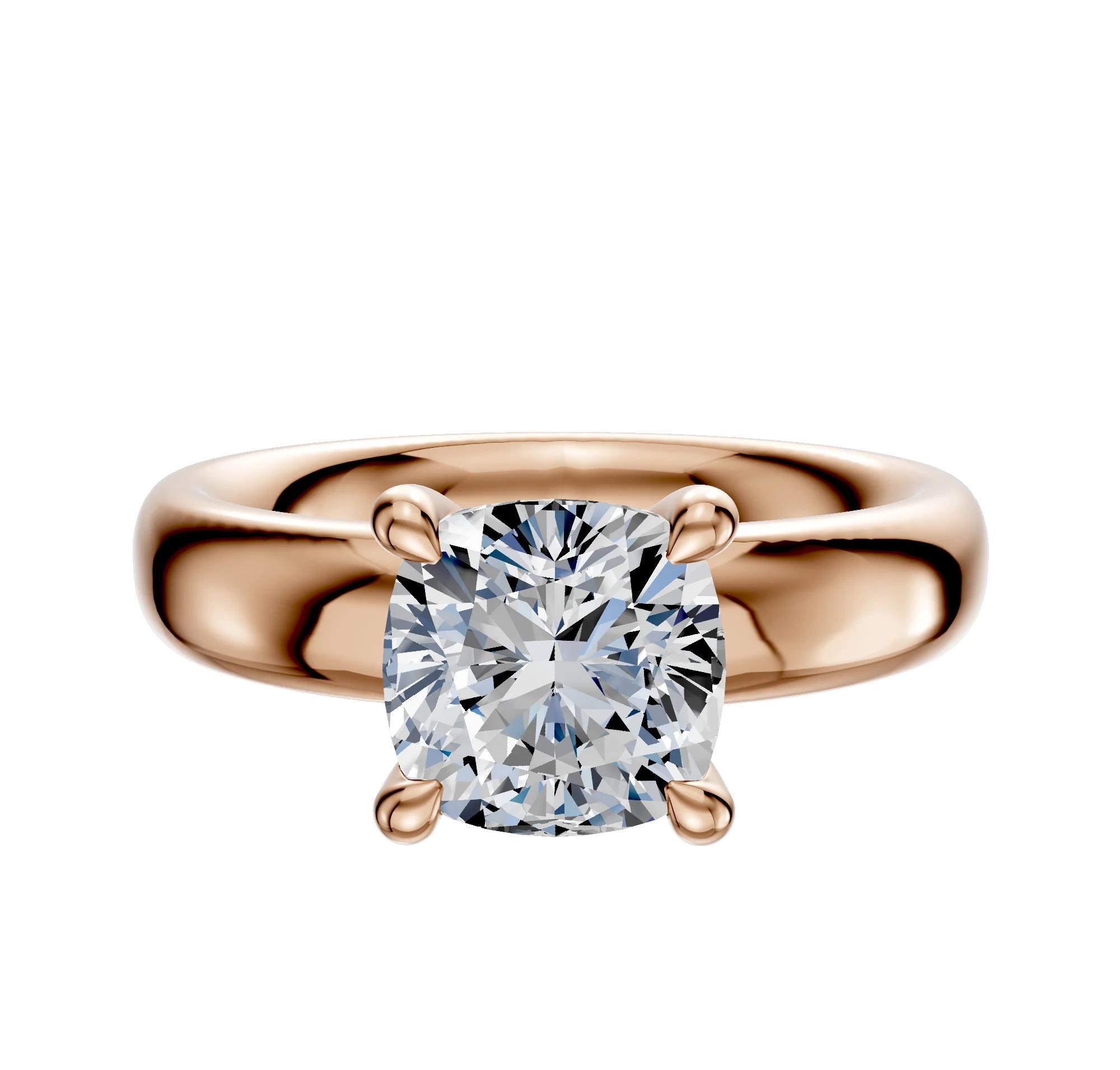 18K Rose Gold 4 Prong Hidden Halo Classic Dome 4.0mm Engagement Ring