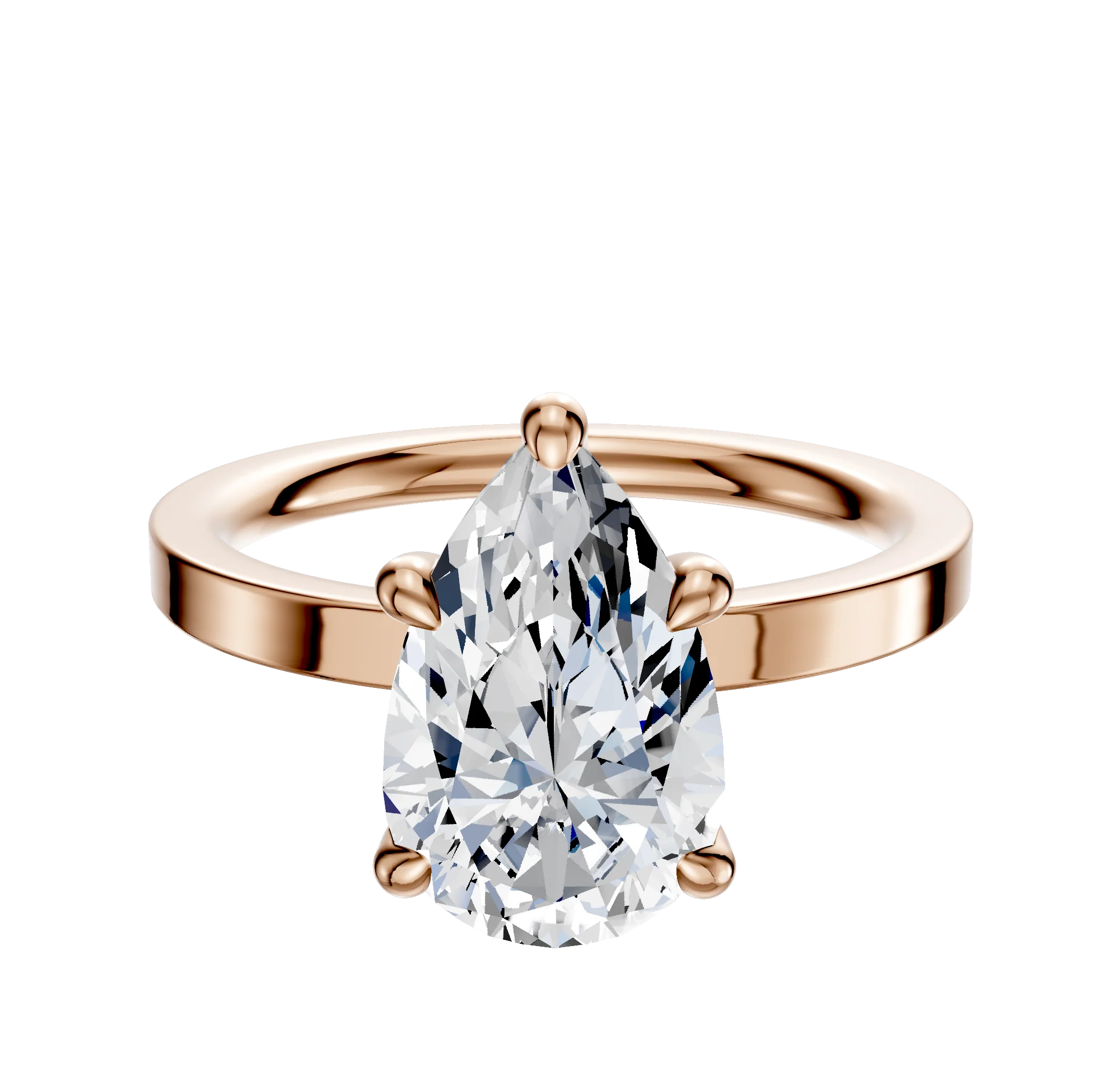 18K Rose Gold 4 Prong Hidden Halo Classic Flat 2.0mm Engagement Ring