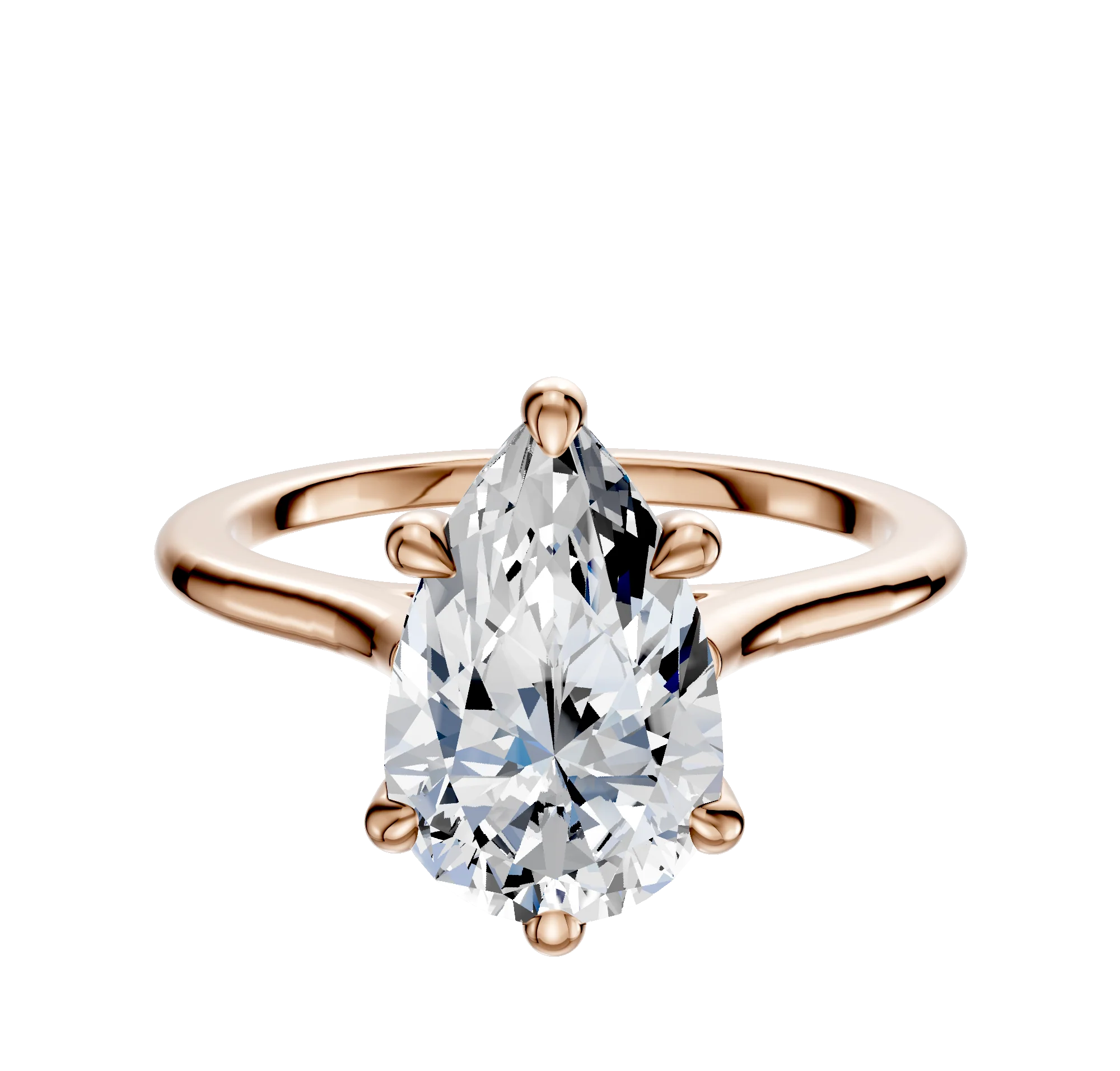18K Rose Gold 6 Prong Basket Cathedral Dome 1.5mm Engagement Ring