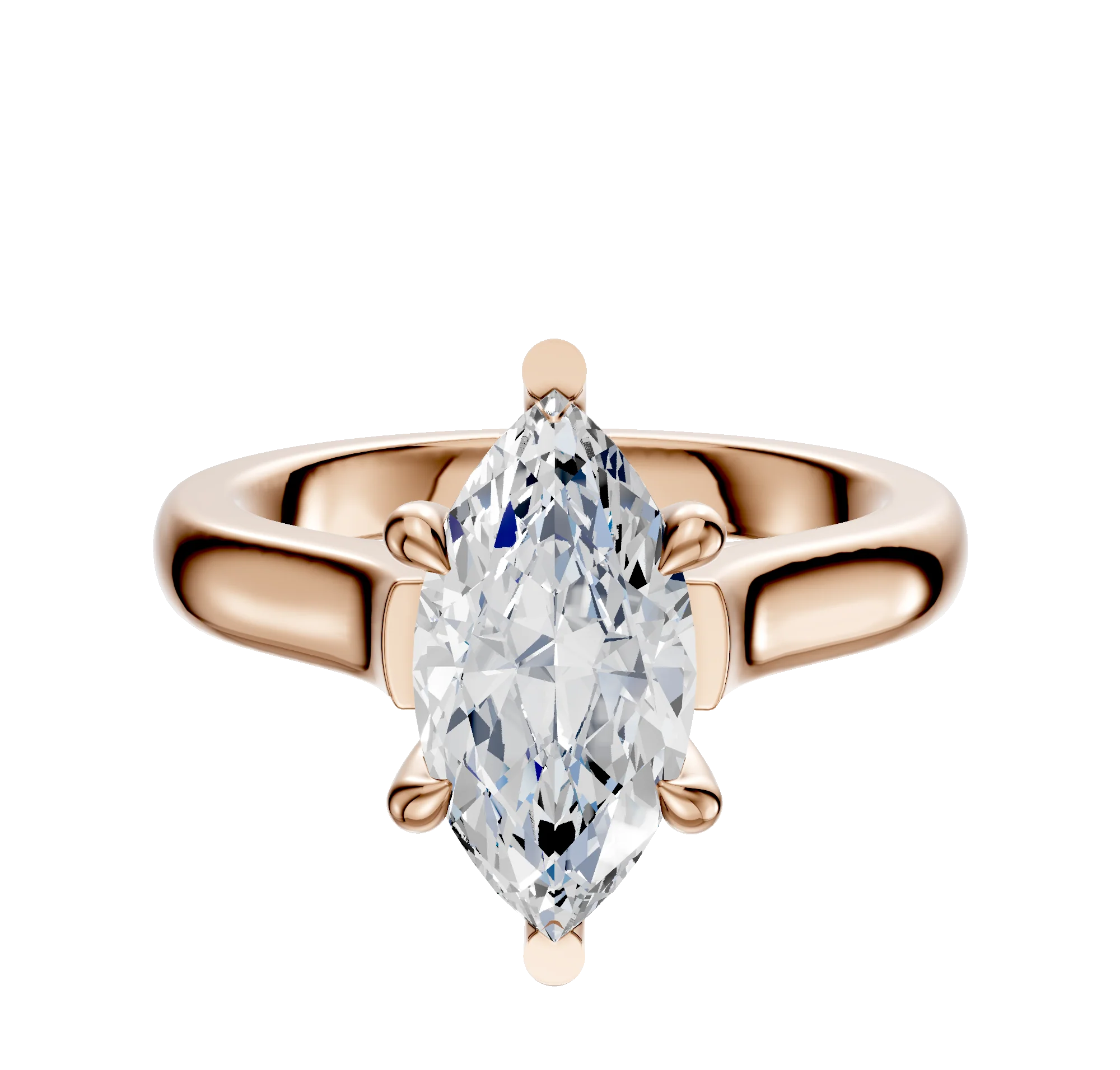 18K Rose Gold 6 Prong Basket Cathedral Dome 3.0mm Engagement Ring