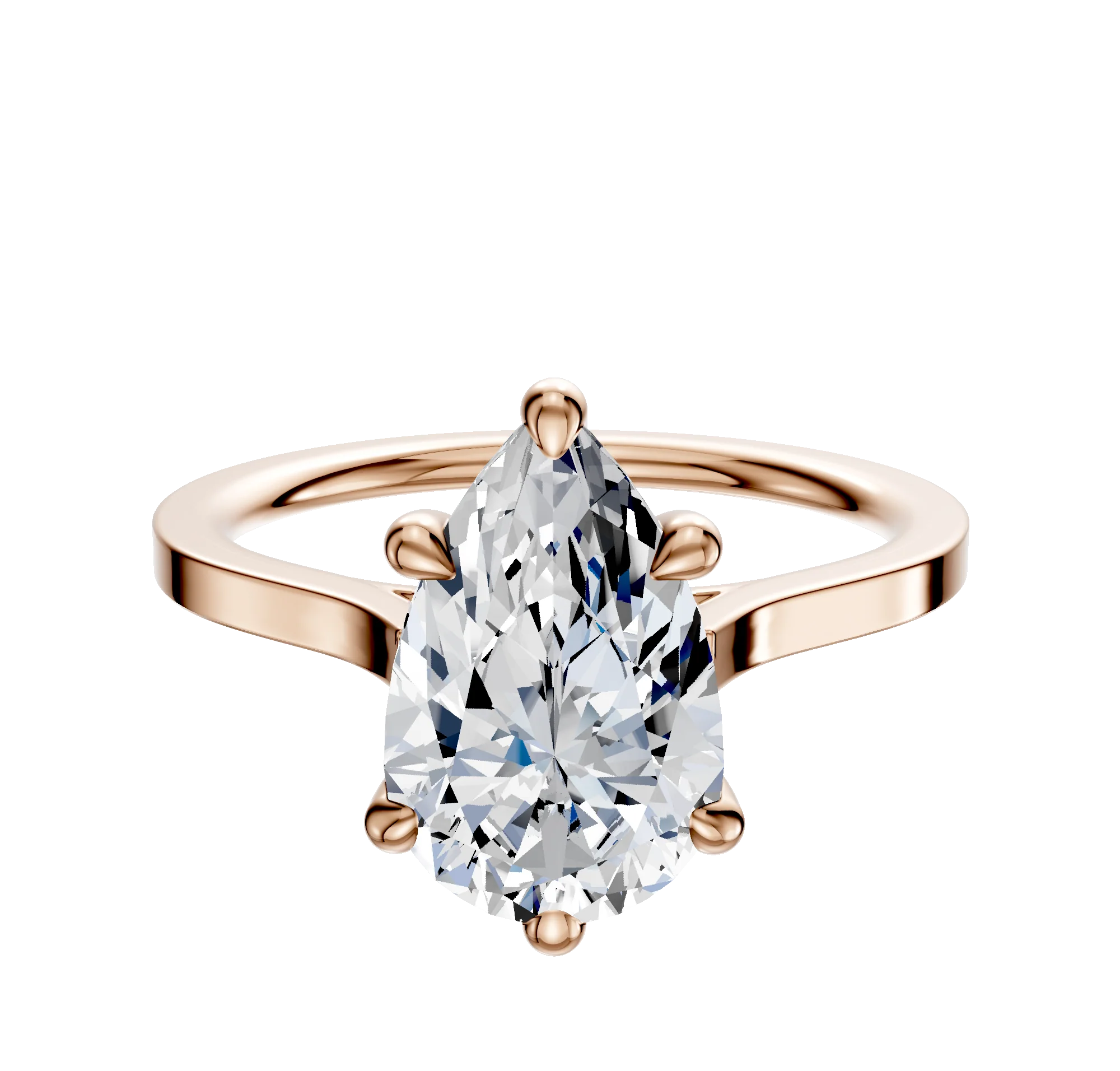 18K Rose Gold 6 Prong Basket Cathedral Flat 1.5mm Engagement Ring