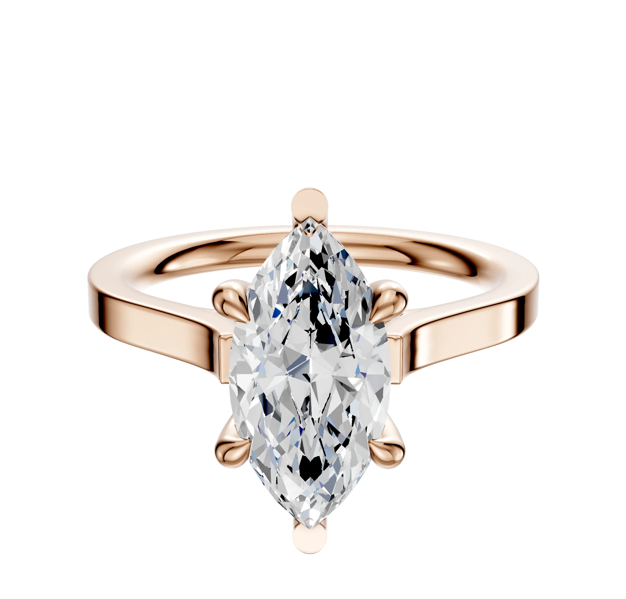18K Rose Gold 6 Prong Basket Cathedral Flat 2.0mm Engagement Ring