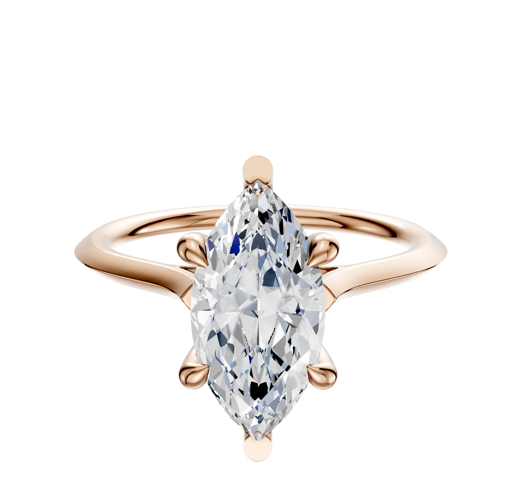 18K Rose Gold 6 Prong Basket Cathedral Knife Edge 1.5mm Engagement Ring
