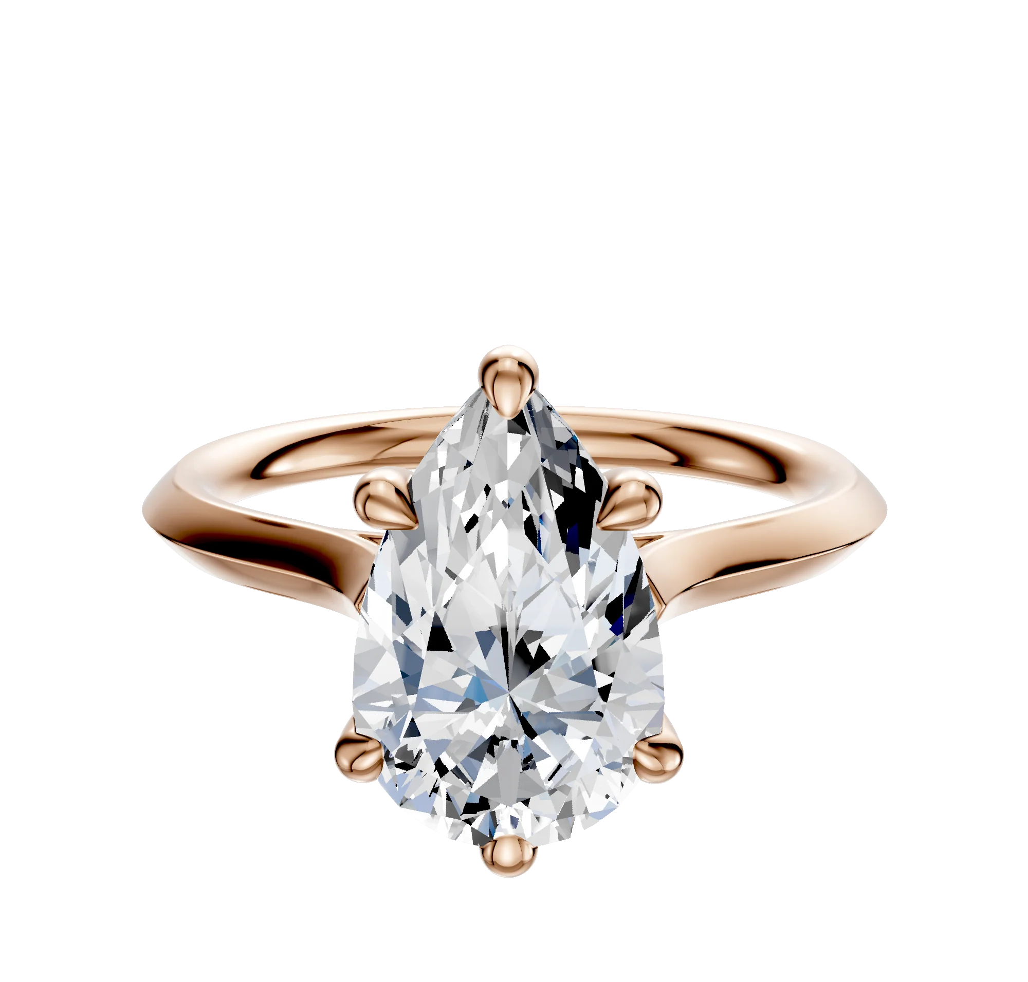 18K Rose Gold 6 Prong Basket Cathedral Knife Edge 2.0mm Engagement Ring