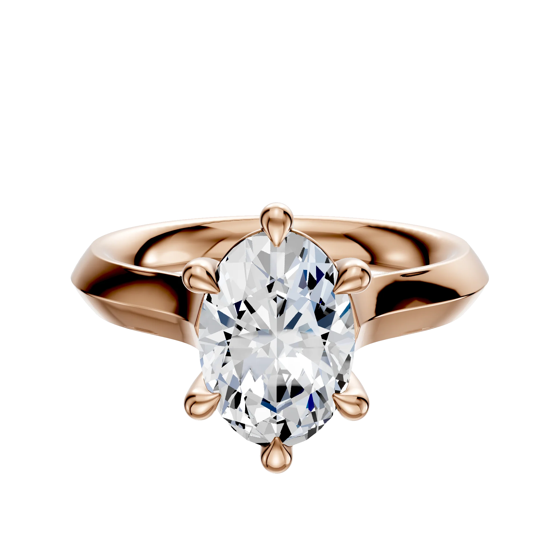 18K Rose Gold 6 Prong Basket Cathedral Knife Edge 3.0mm Engagement Ring