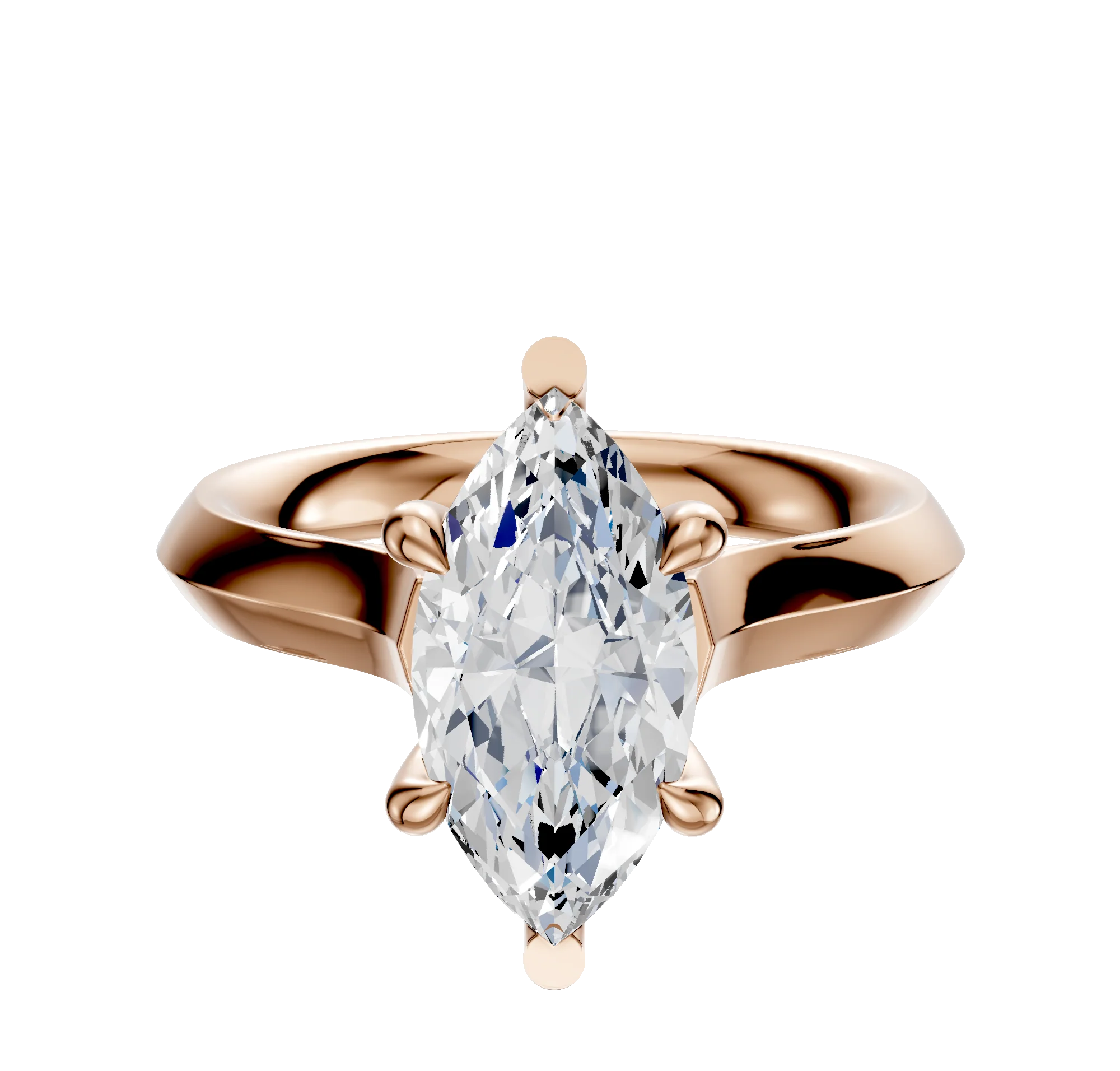 18K Rose Gold 6 Prong Basket Cathedral Knife Edge 3.0mm Engagement Ring