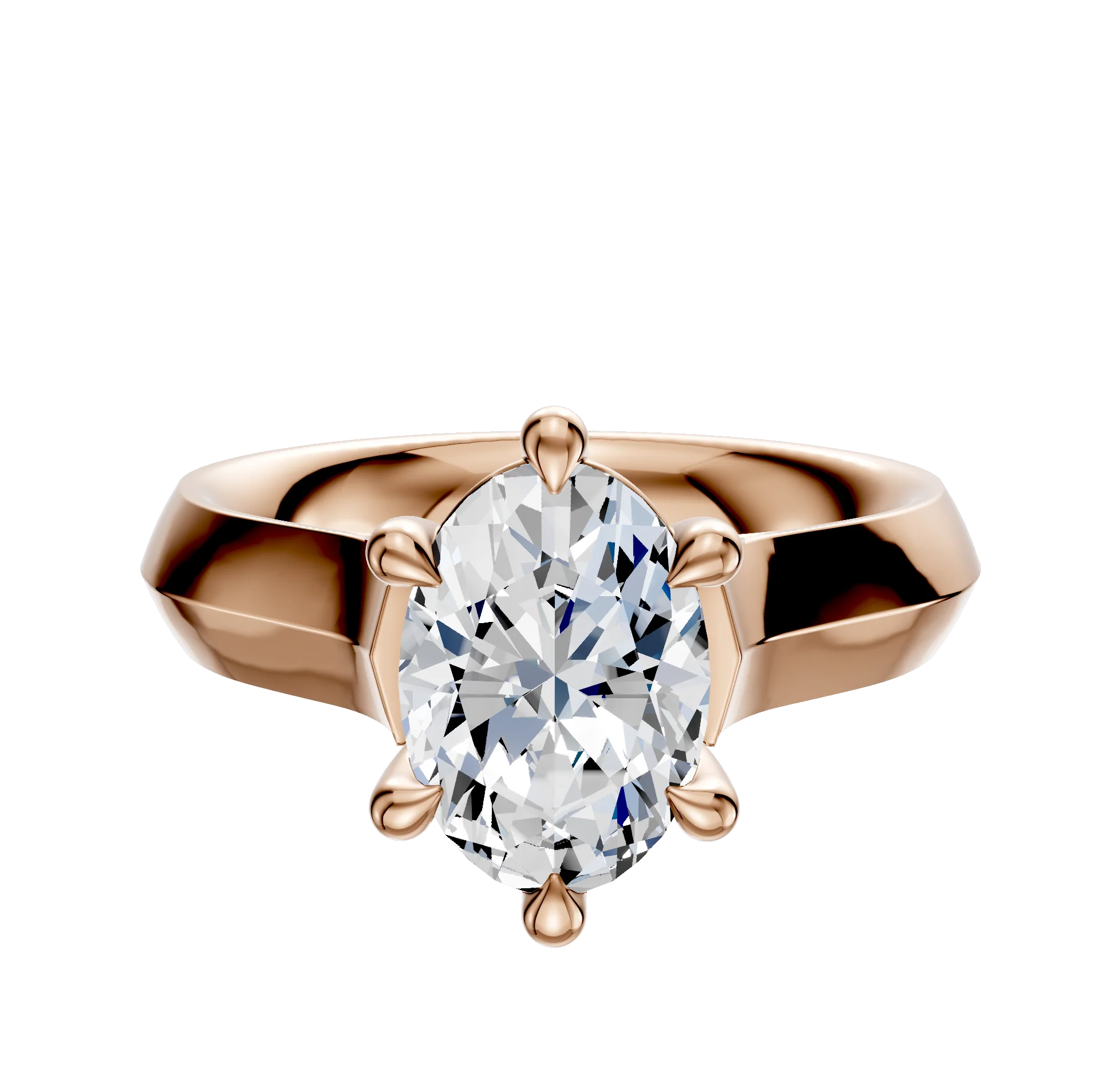 18K Rose Gold 6 Prong Basket Cathedral Knife Edge 4.0mm Engagement Ring