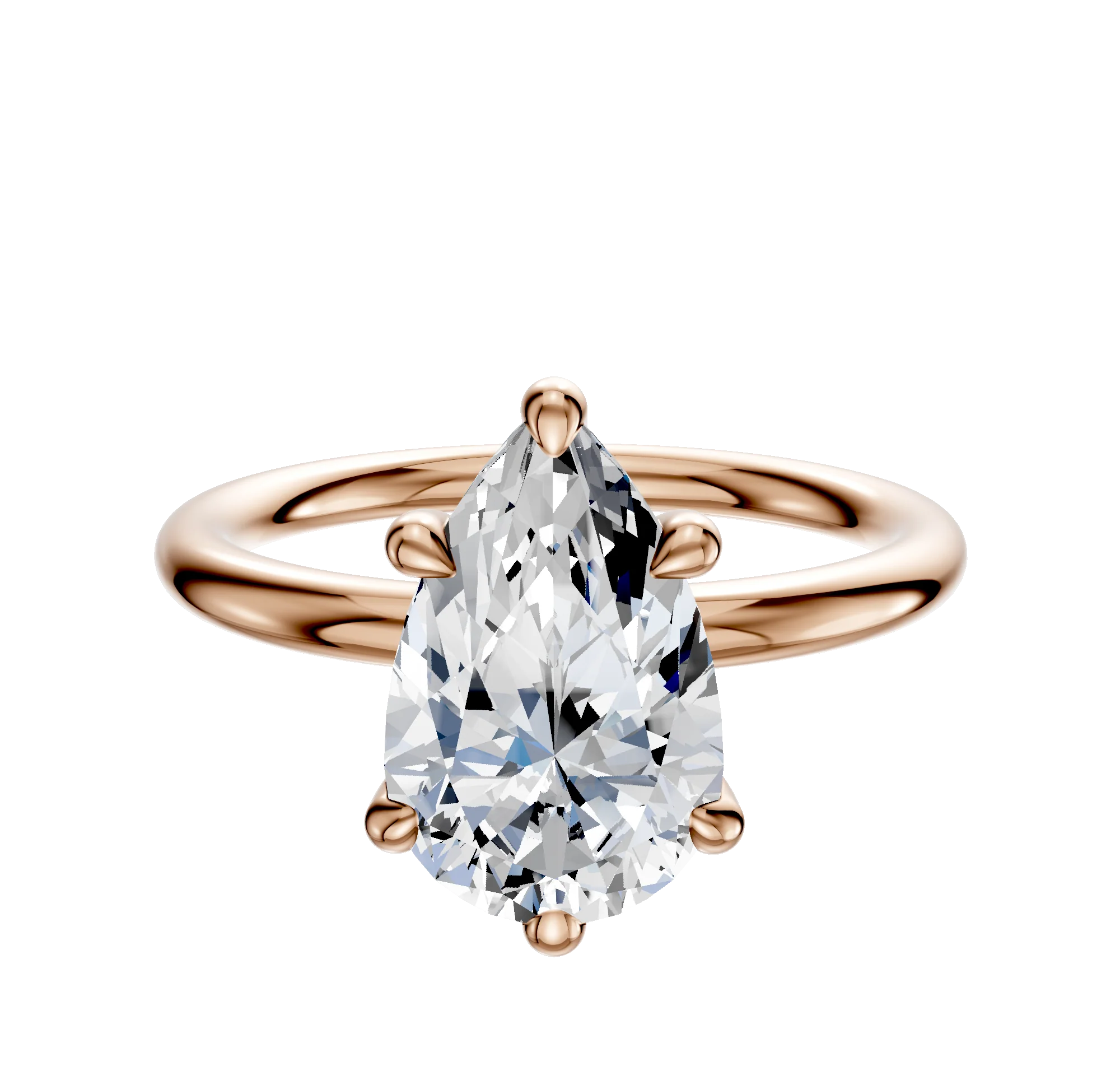 18K Rose Gold 6 Prong Basket Classic Dome 2.0mm Engagement Ring