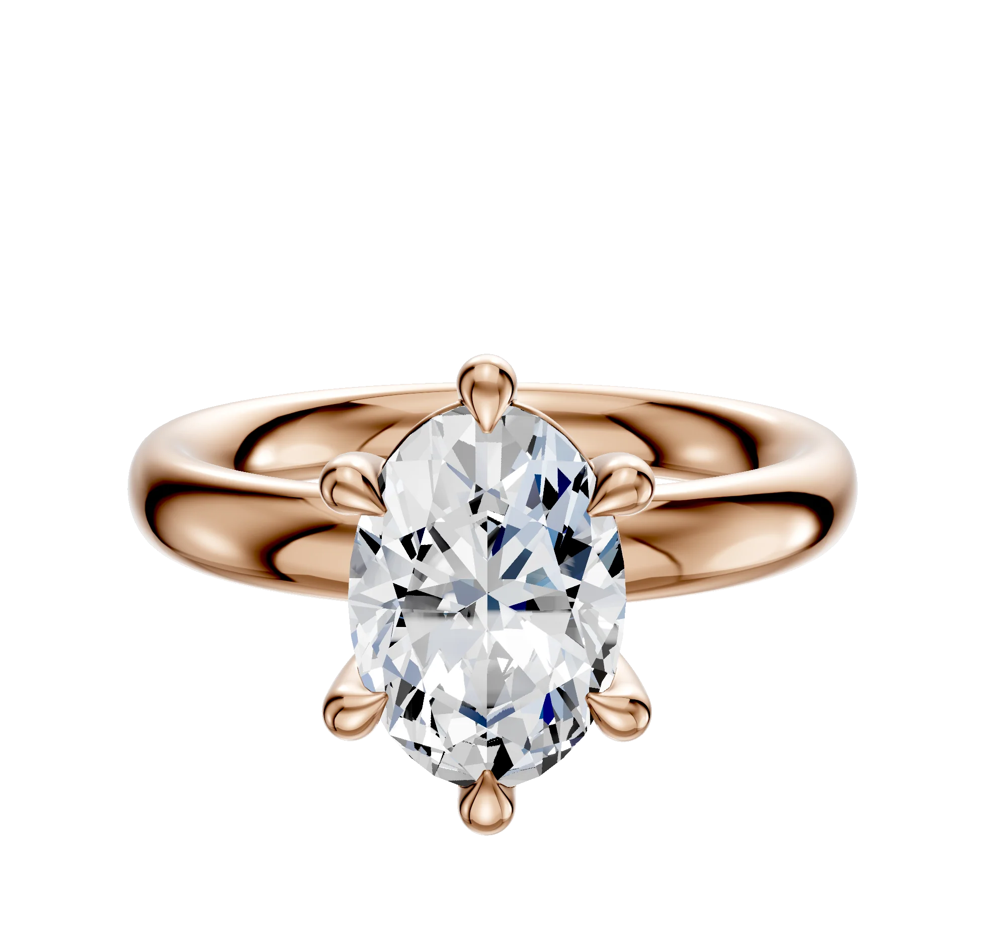 18K Rose Gold 6 Prong Basket Classic Dome 3.0mm Engagement Ring