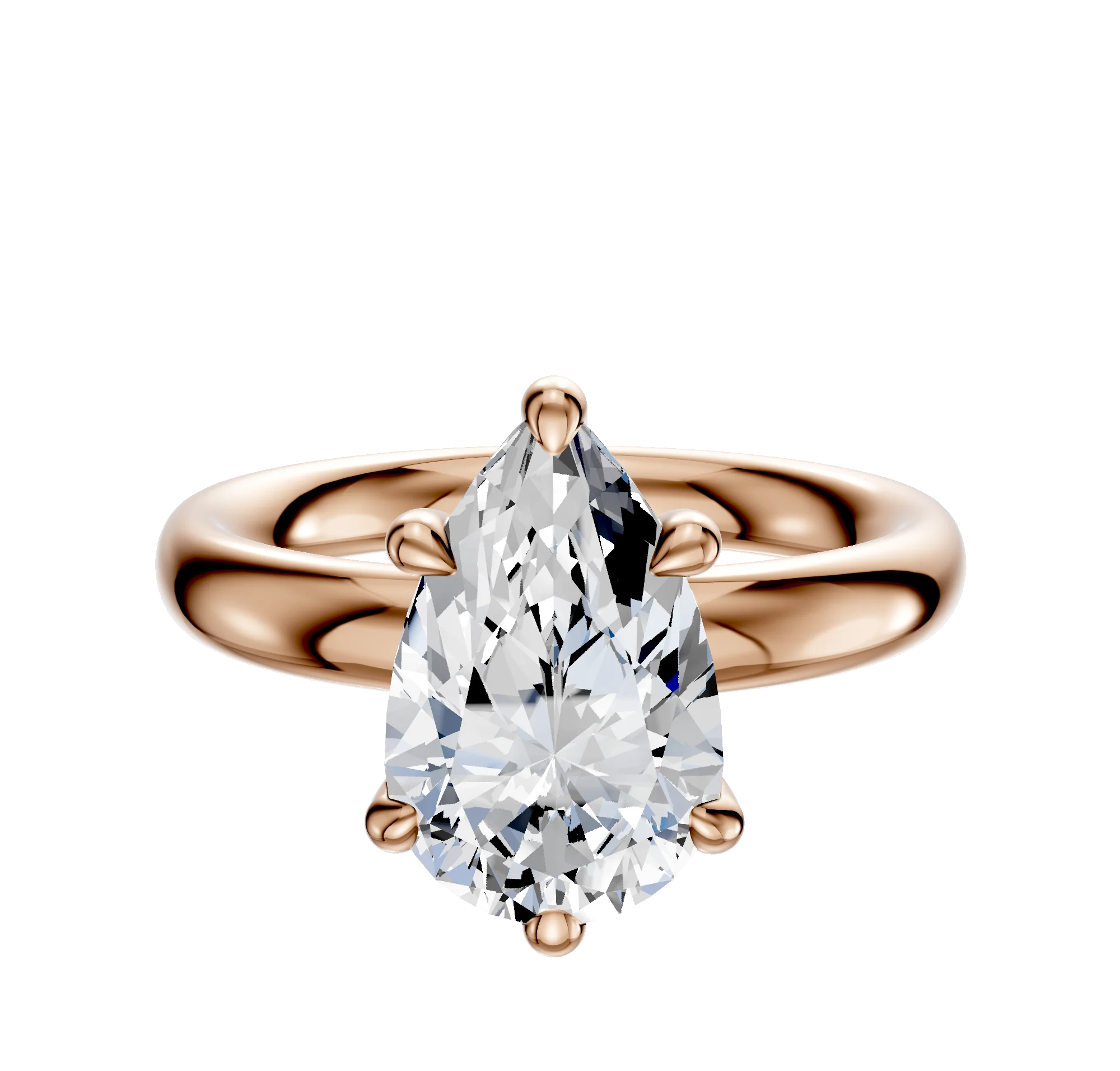 18K Rose Gold 6 Prong Basket Classic Dome 3.0mm Engagement Ring