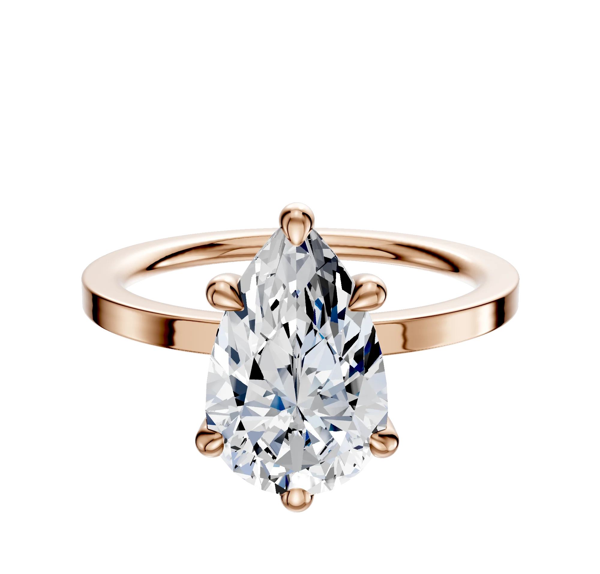 18K Rose Gold 6 Prong Basket Classic Flat 1.5mm Engagement Ring