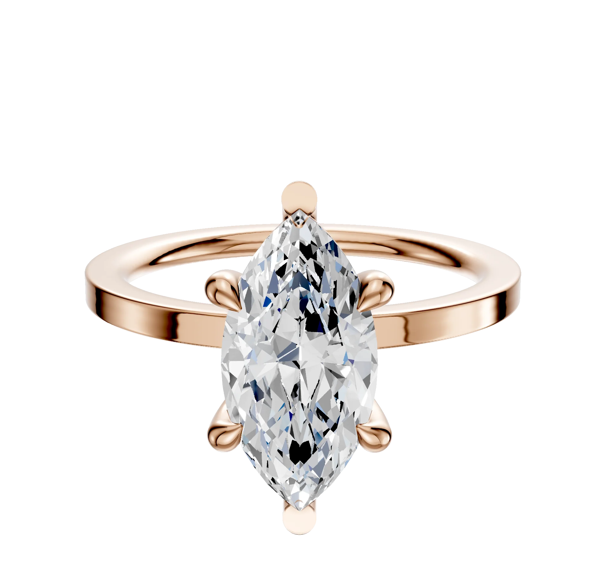 18K Rose Gold 6 Prong Basket Classic Flat 1.5mm Engagement Ring