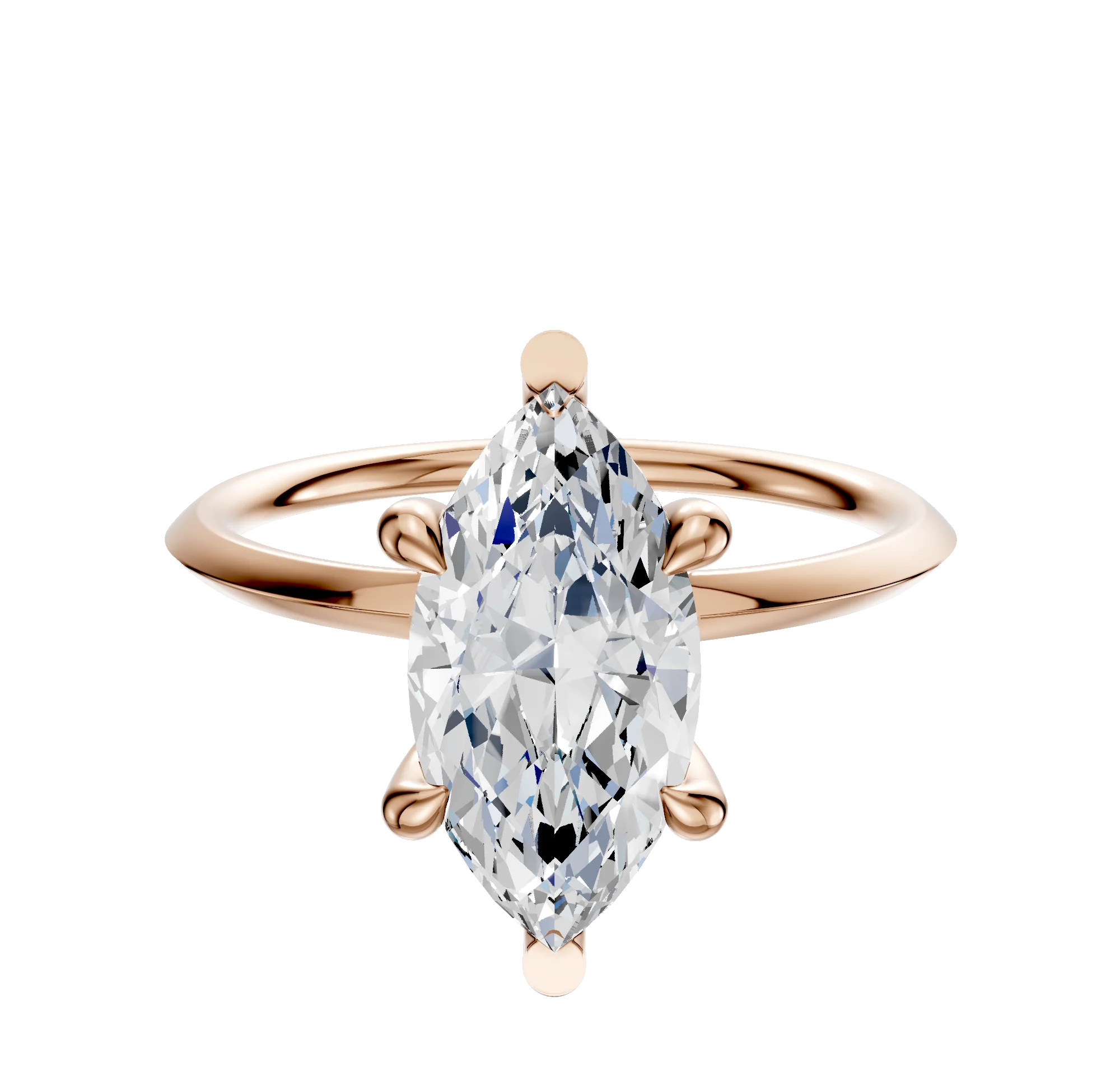 18K Rose Gold 6 Prong Basket Classic Knife Edge 1.5mm Engagement Ring