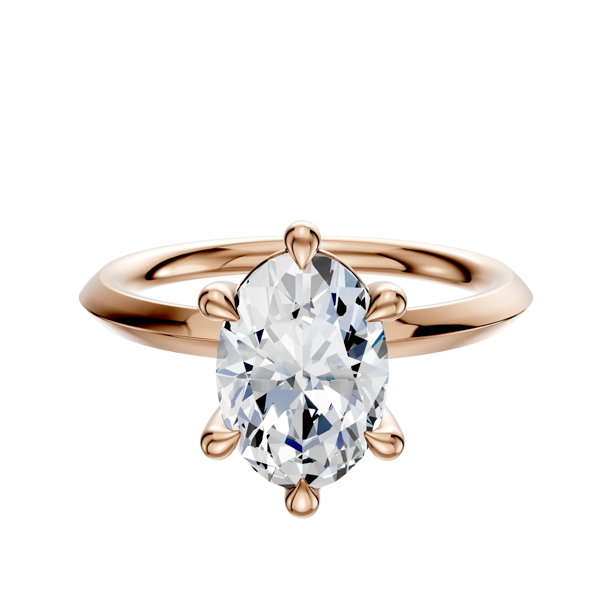 18K Rose Gold 6 Prong Basket Classic Knife Edge 2.0mm Engagement Ring
