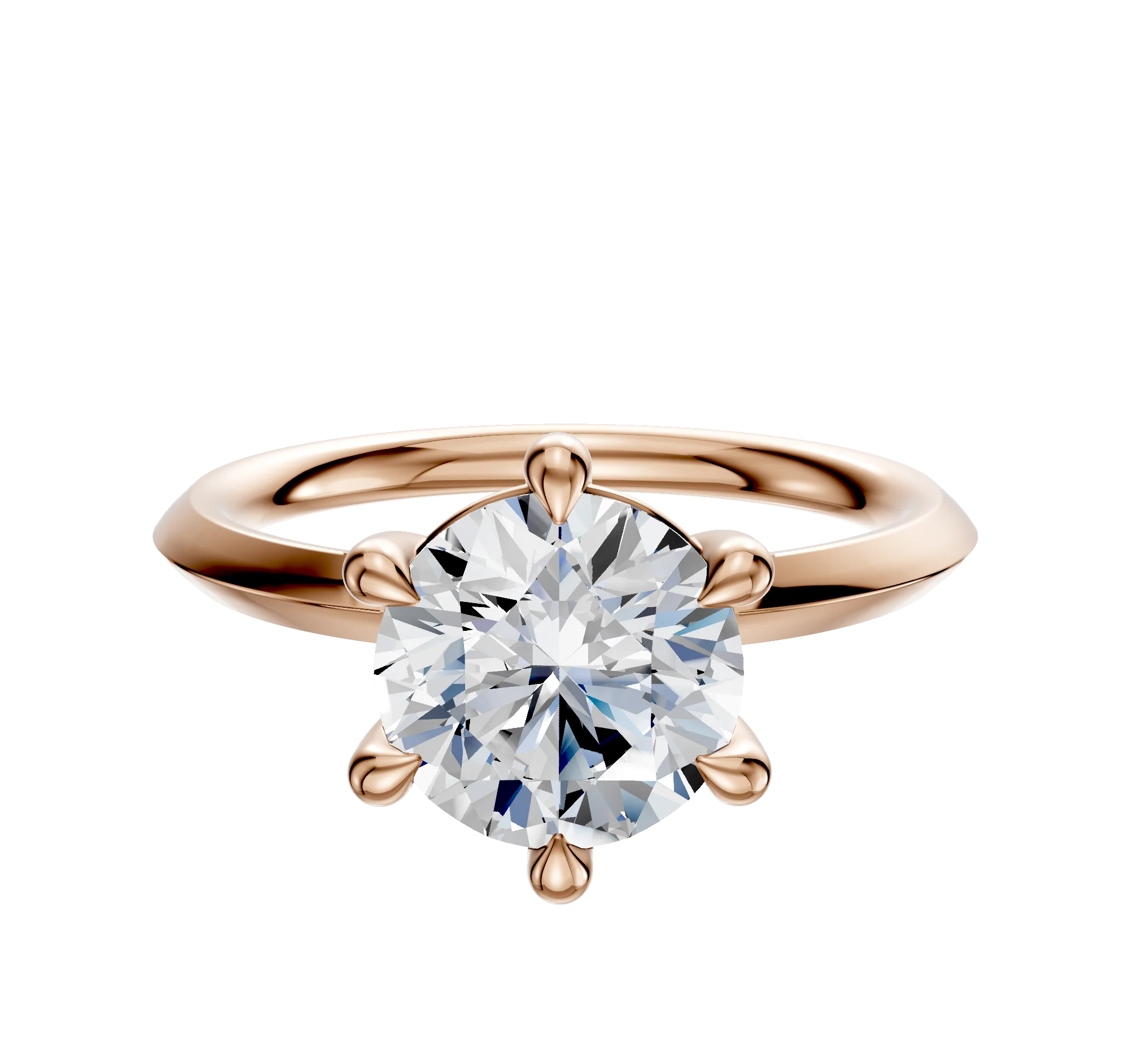 18K Rose Gold 6 Prong Basket Classic Knife Edge 2.0mm Engagement Ring